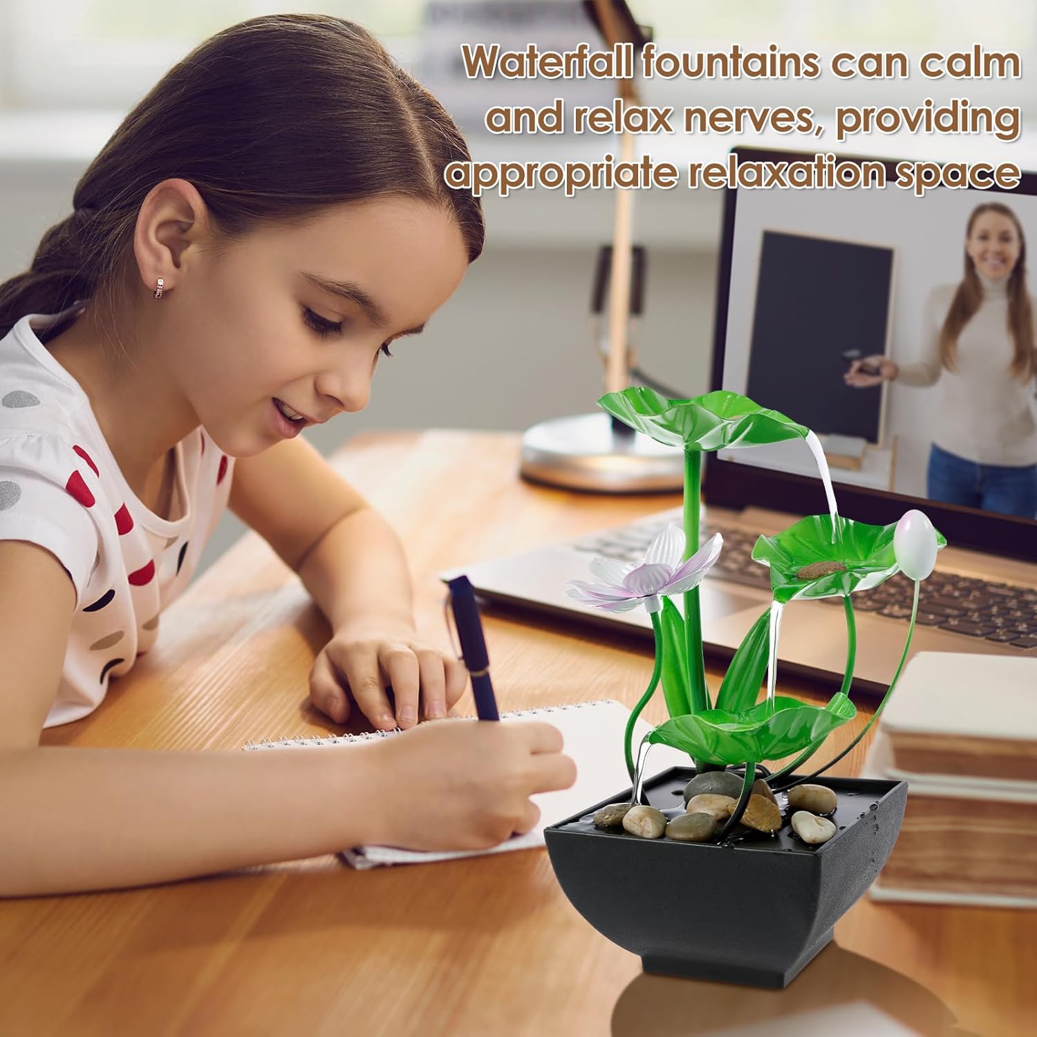 Water Lily Tabletop Fountain with USB Charging
