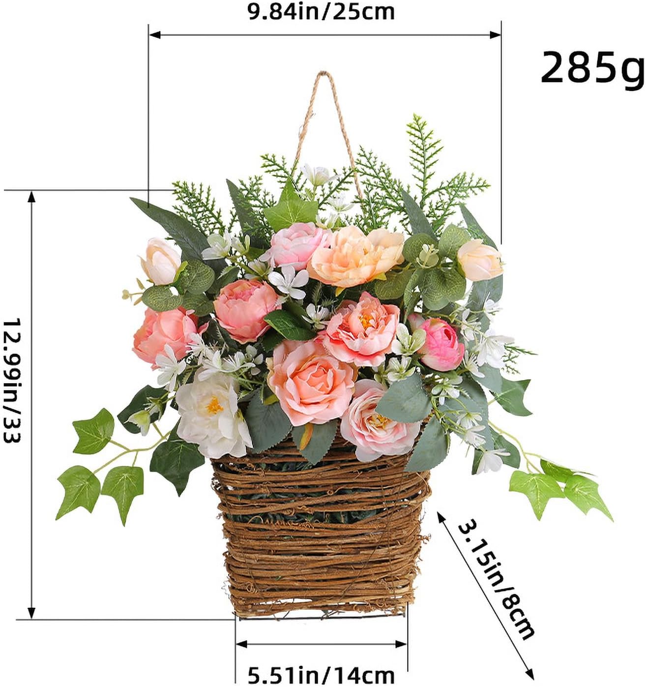 2024 New Cream Hydrangea Door Wreath Basket