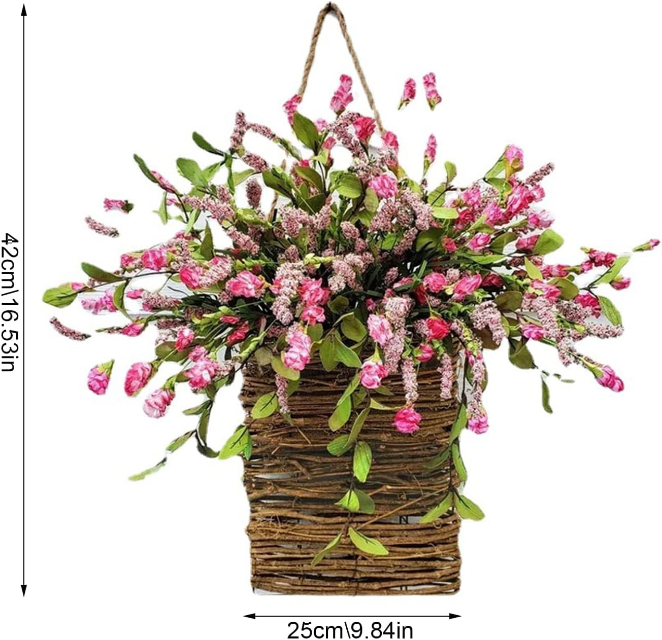 Wildflower Door Wreath Spring Summer Decor Farmhouse Welcome Sign for Home Wedding Mothers Day and Seasonal Celebrations