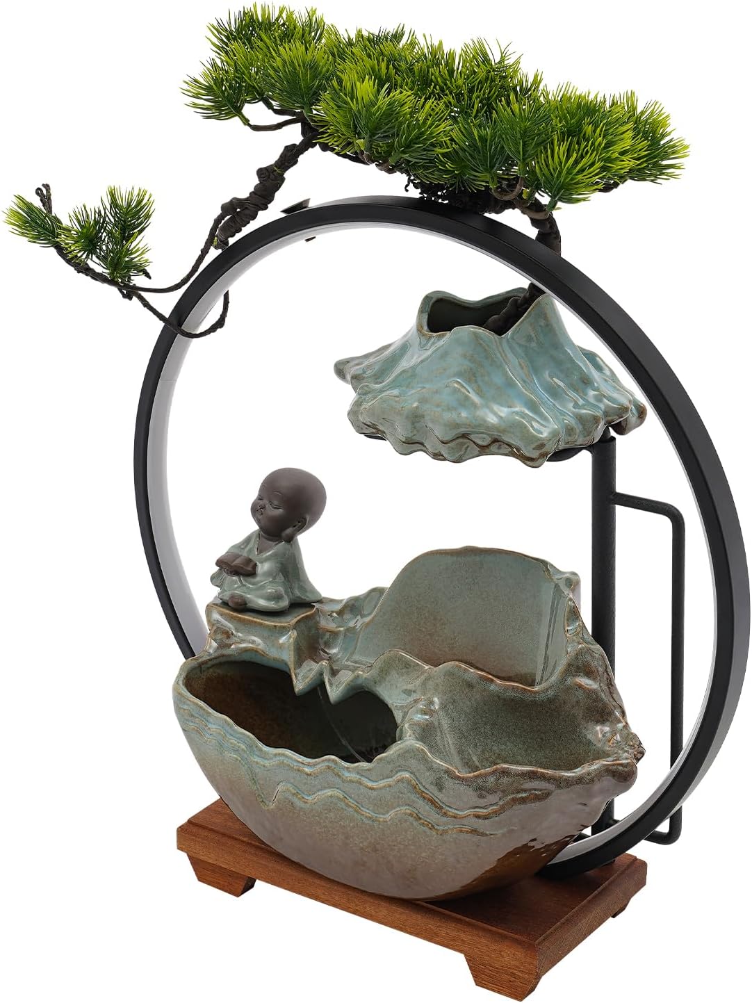 Tabletop Water Fountain with LED Light and Mist for Feng Shui and Meditation