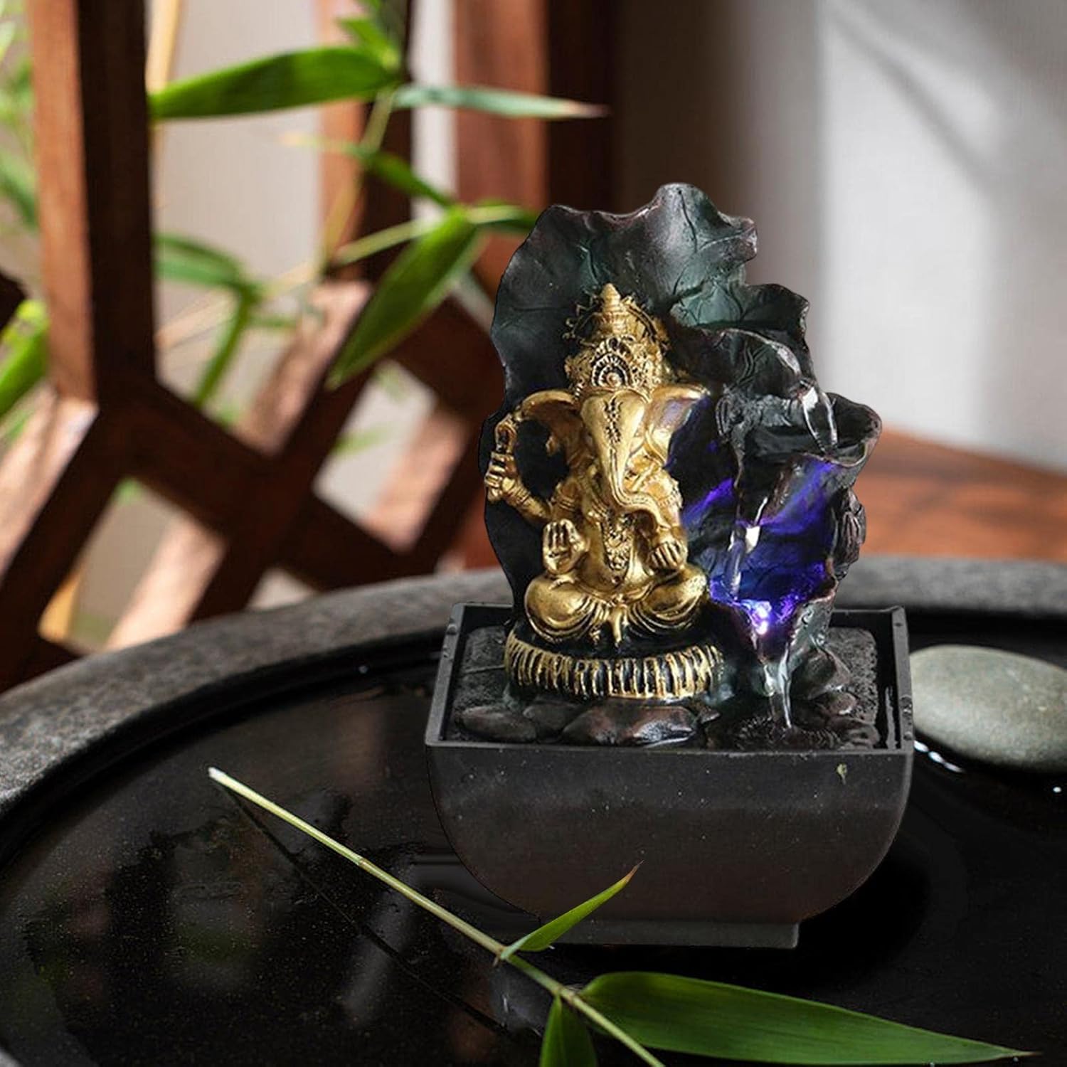 Ganesha Statue Tabletop Fountain Buddha Figurine 13cmx13cmx19cm