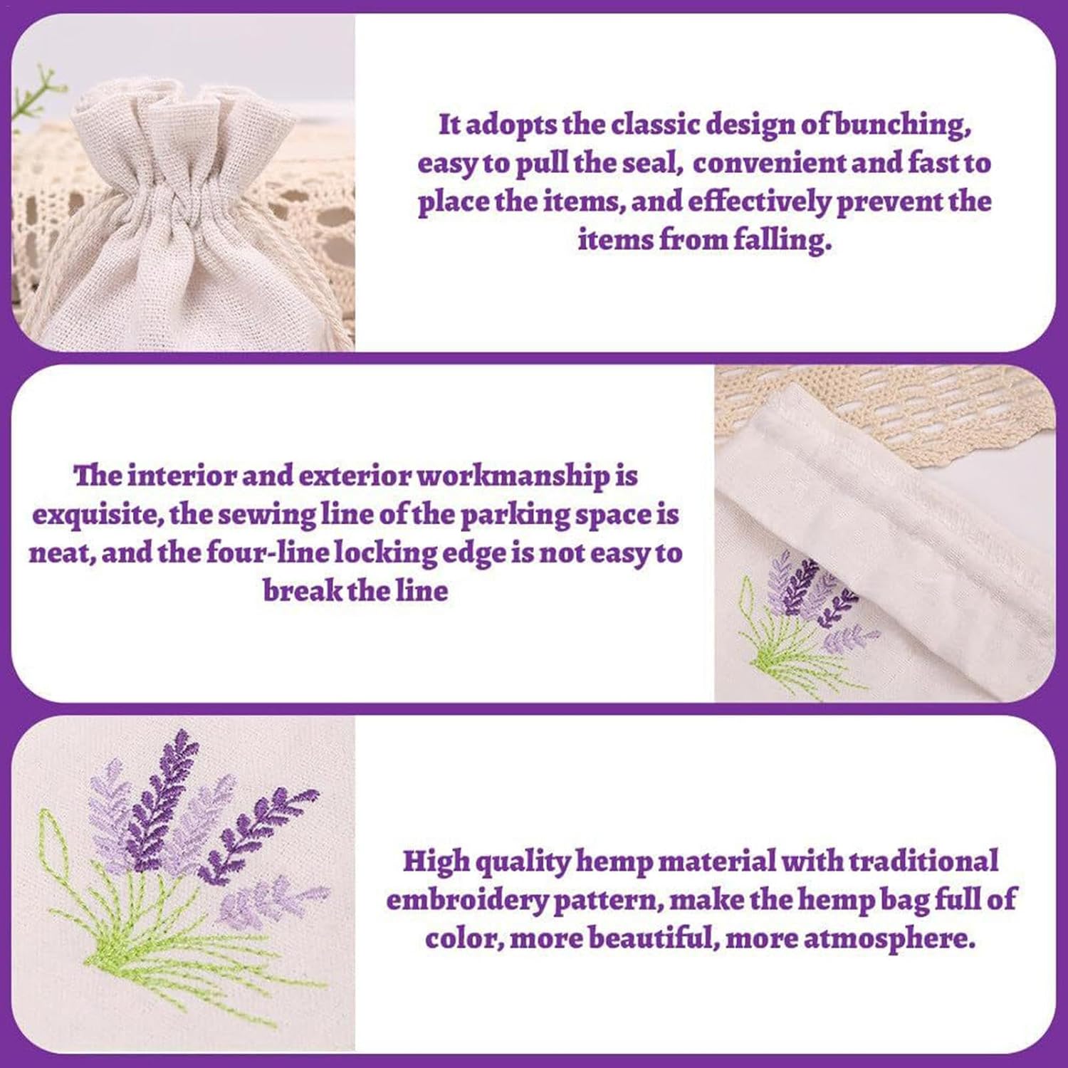 Generic Embroidered Lavender Sachets with Drawstring