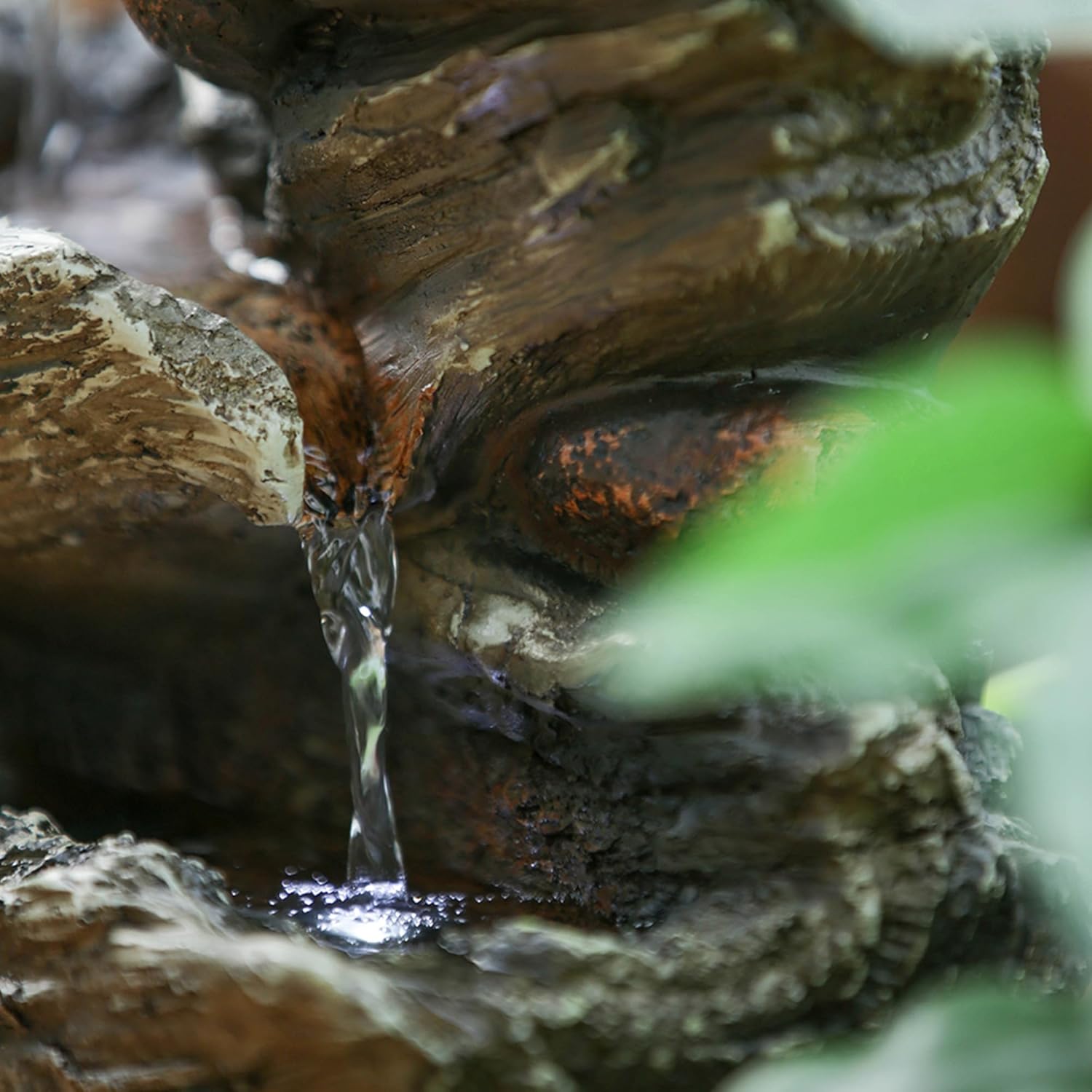 ESPIDOO 4-Tier Wood-Look Water Fountain with LED Light