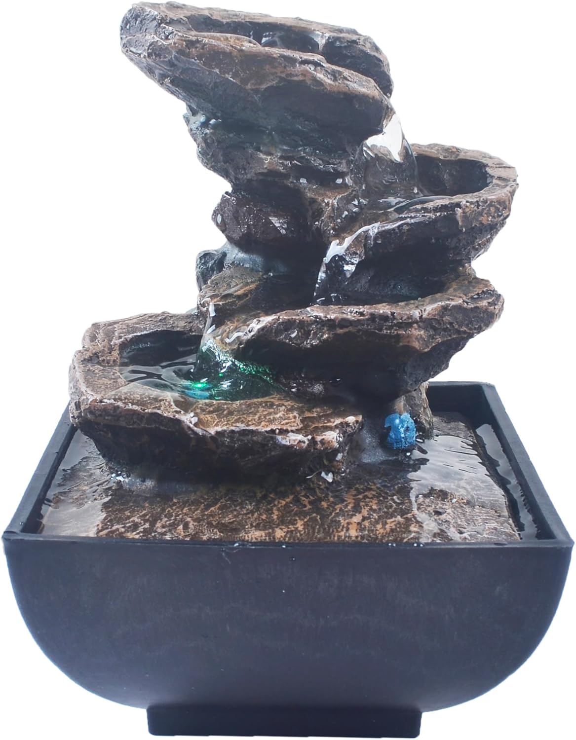 YOUUGIOR 4-Tier Tabletop Water Fountain with LED Lights