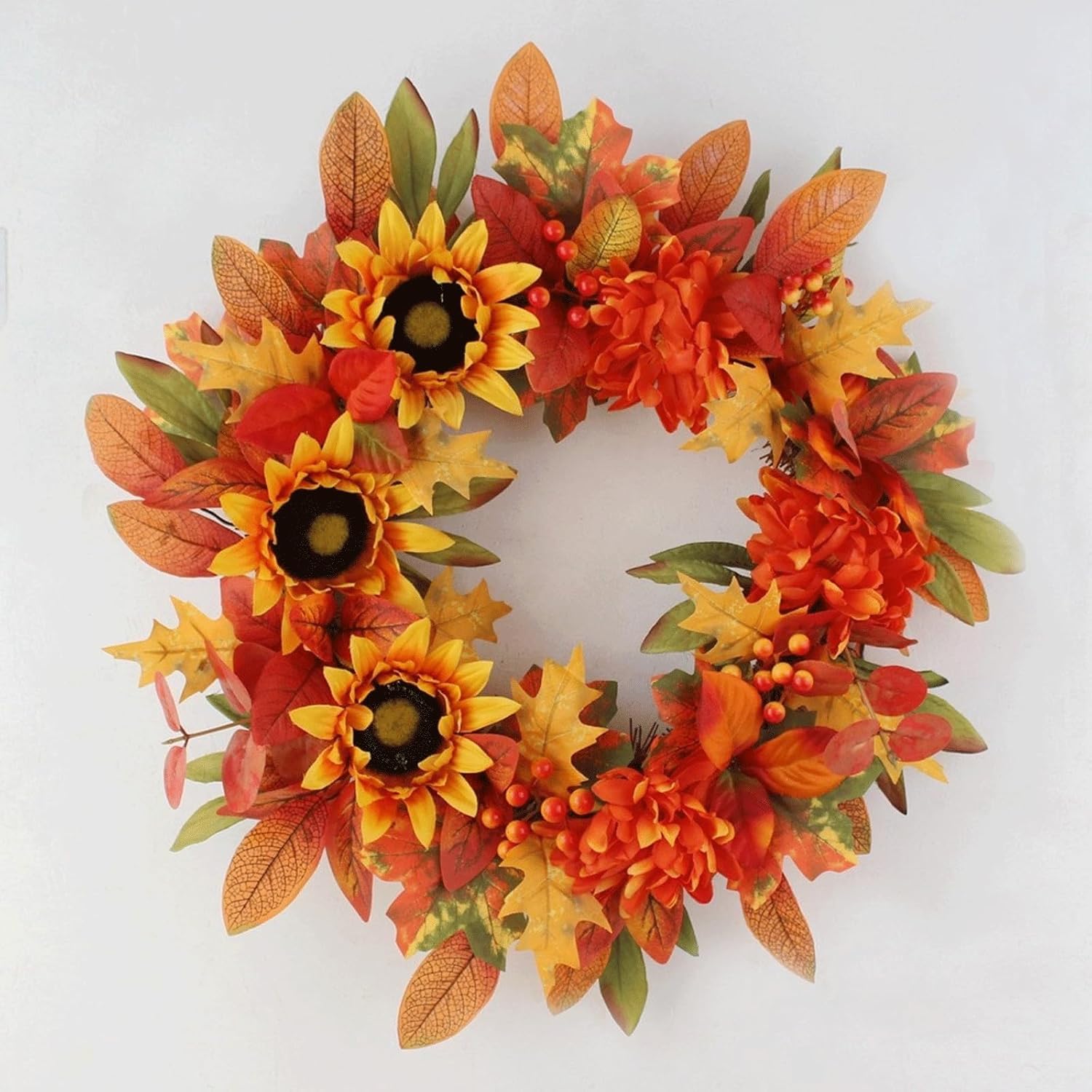 Orange Plastic Wreath 16x16 Inches Lightweight Home Decor