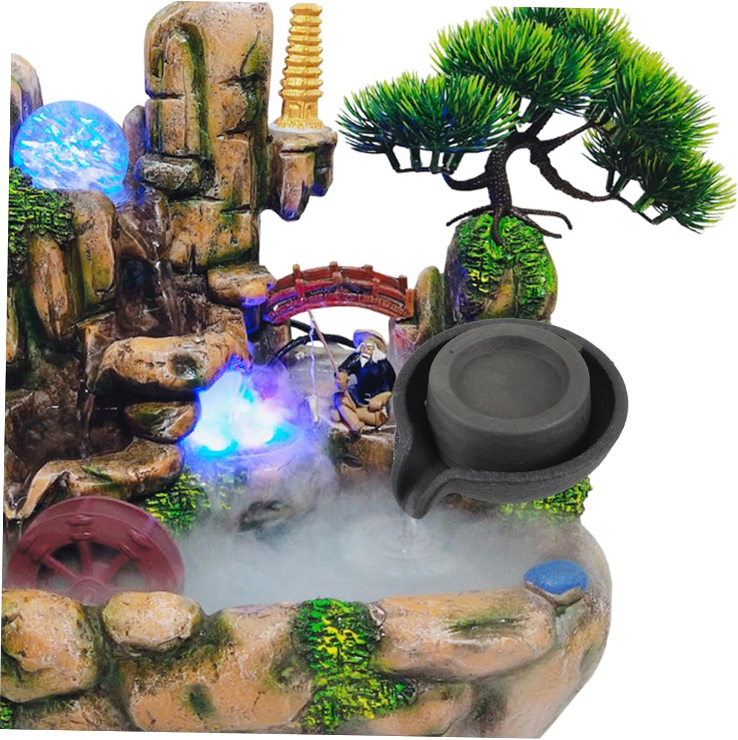 Toddmomy Desk Fountain Rotating Millstone Tabletop Water Feature Aquarium Decor Easy to Use