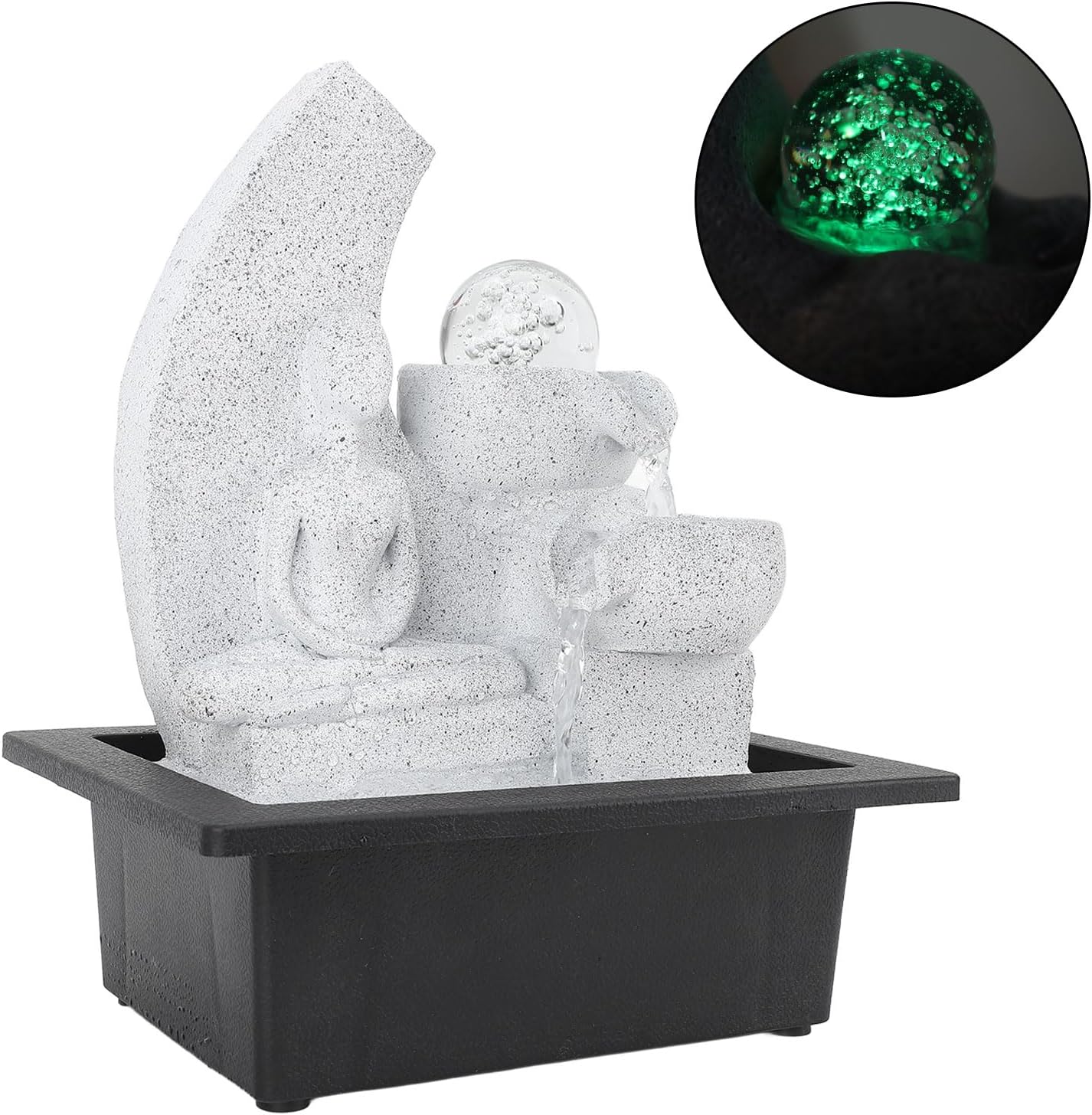 Tabletop Fountain with LED Lights and USB Power