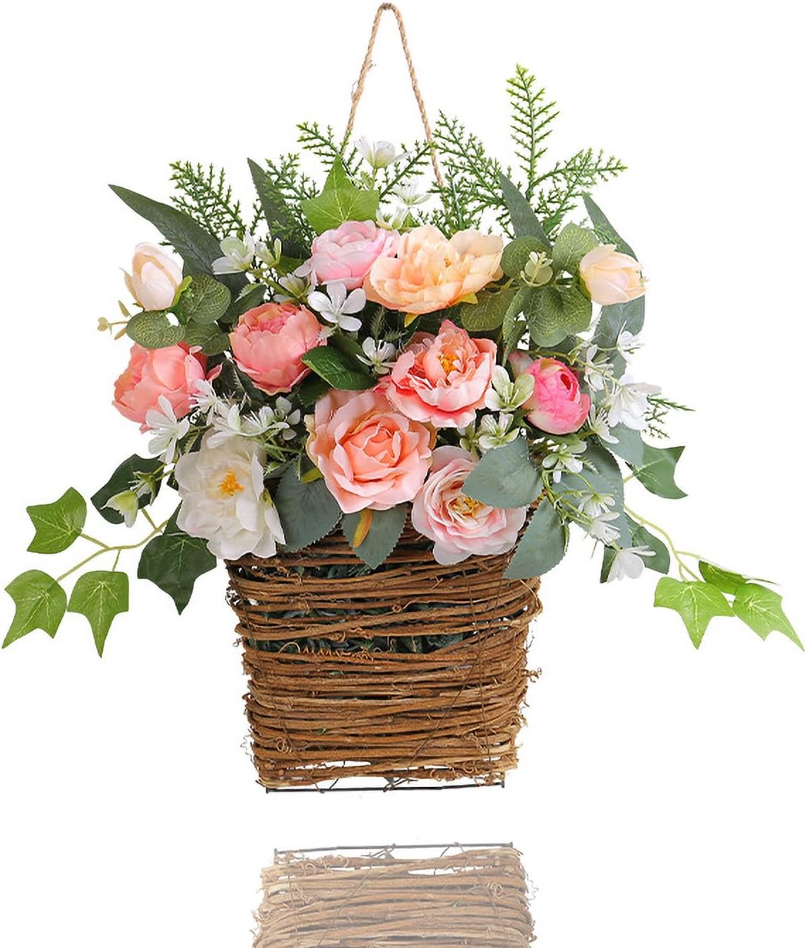 2024 New Cream Hydrangea Door Wreath Basket