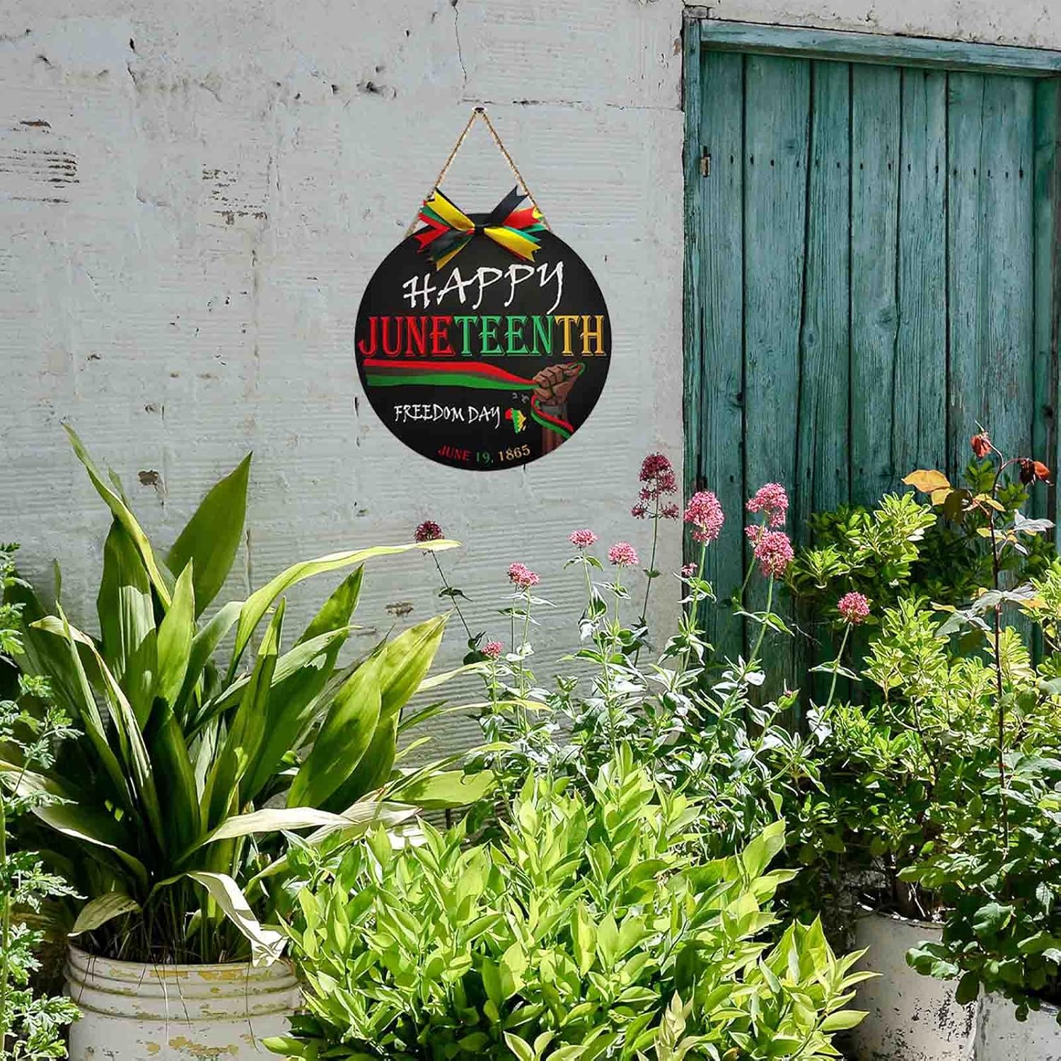 Happy Juneteenth Sign Wreath Front Decor