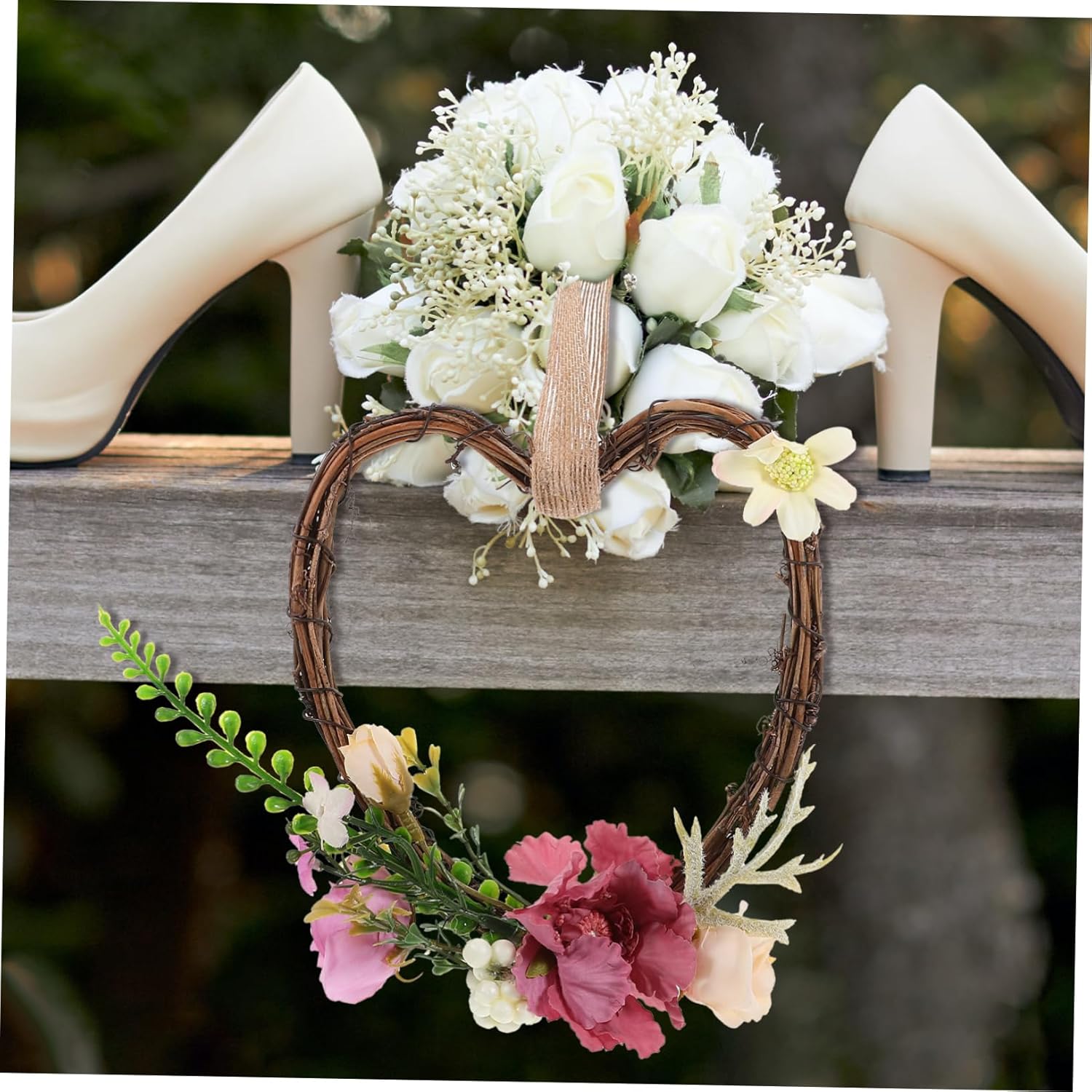 Ciieeo Heart Shaped Wreath Wedding Decor