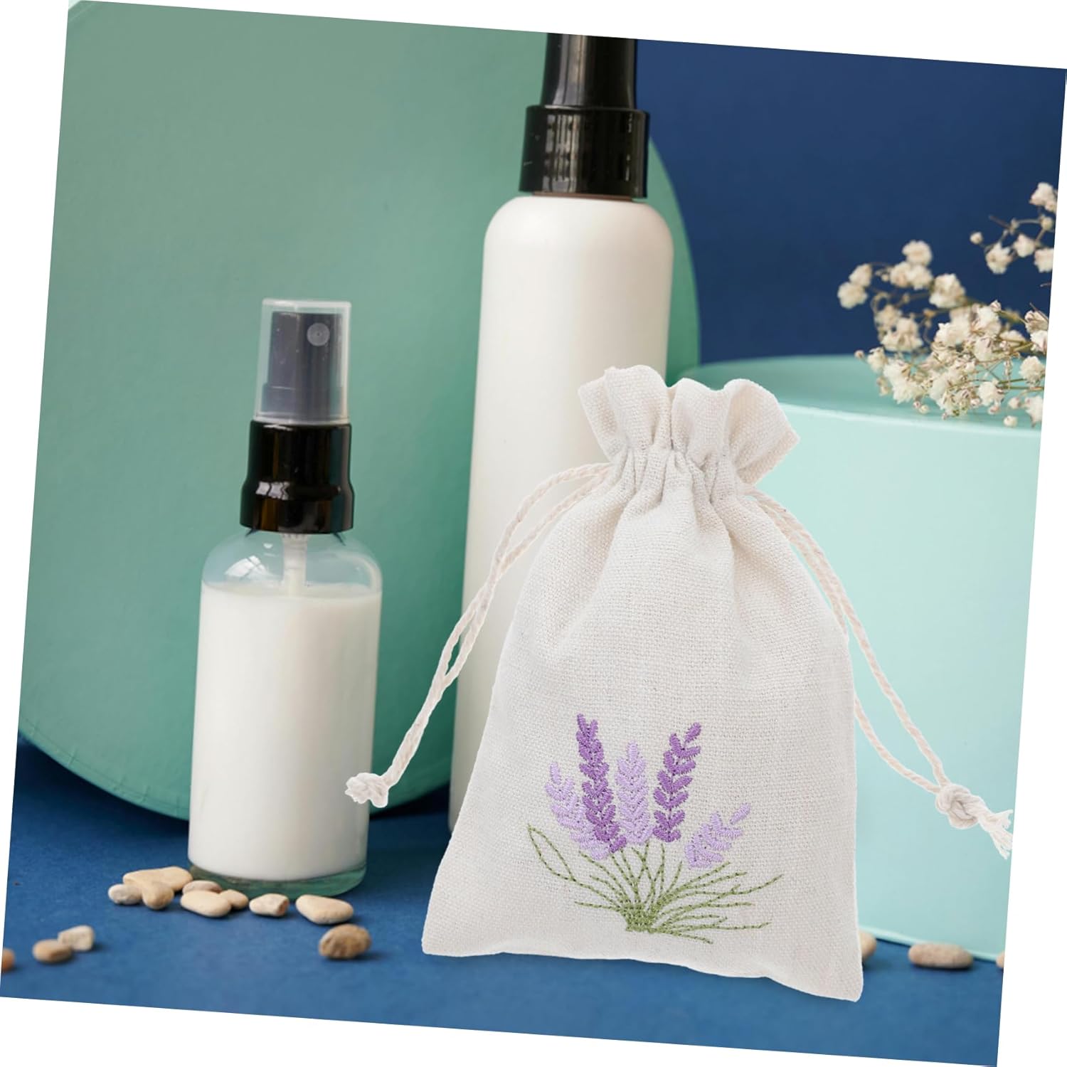 Cabilock Lavender Cotton Drawstring Sachet Bags 10 Pack