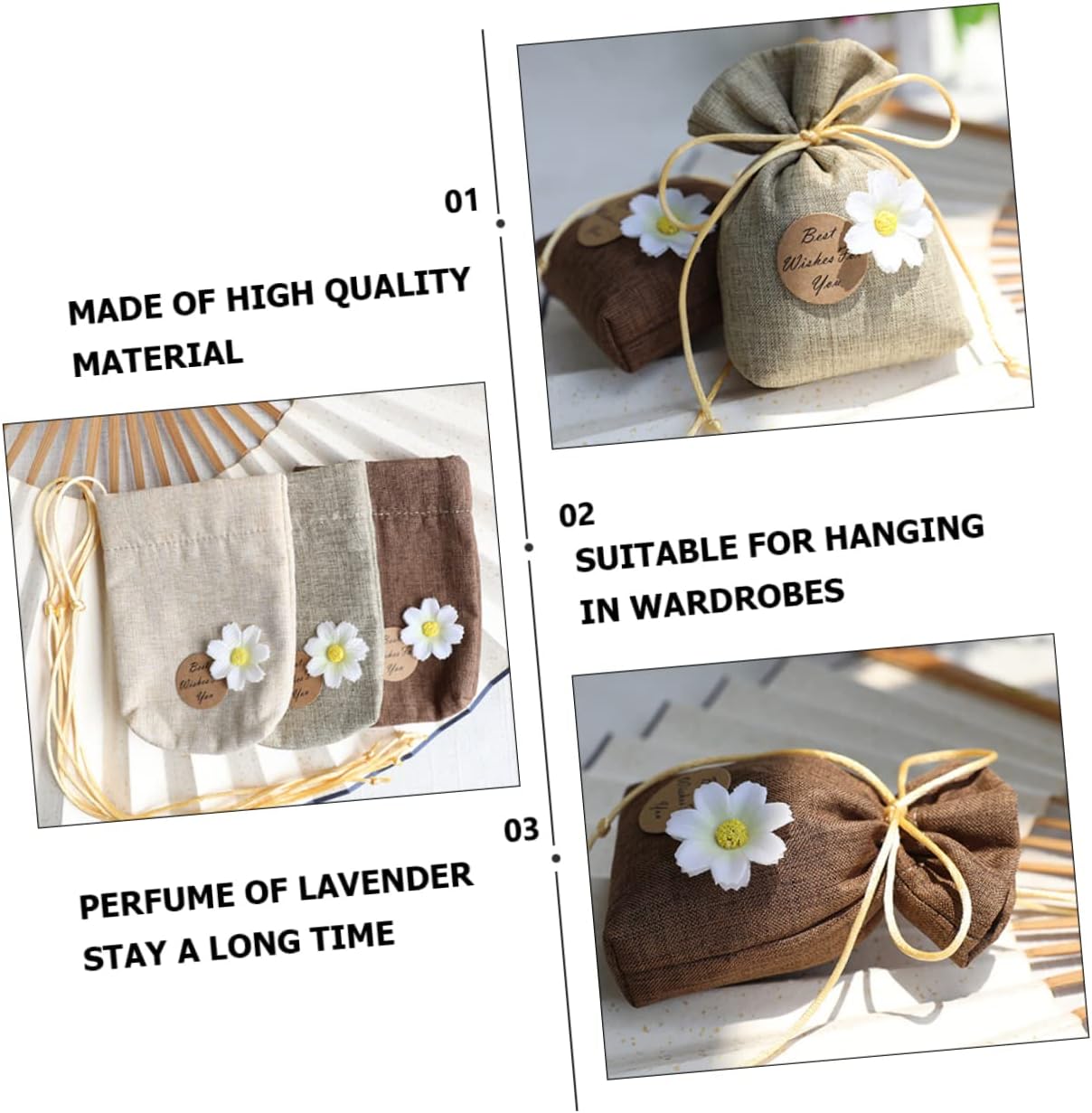 Wakauto 6pcs Lavender Sachet Bags for Wardrobe Home and Car