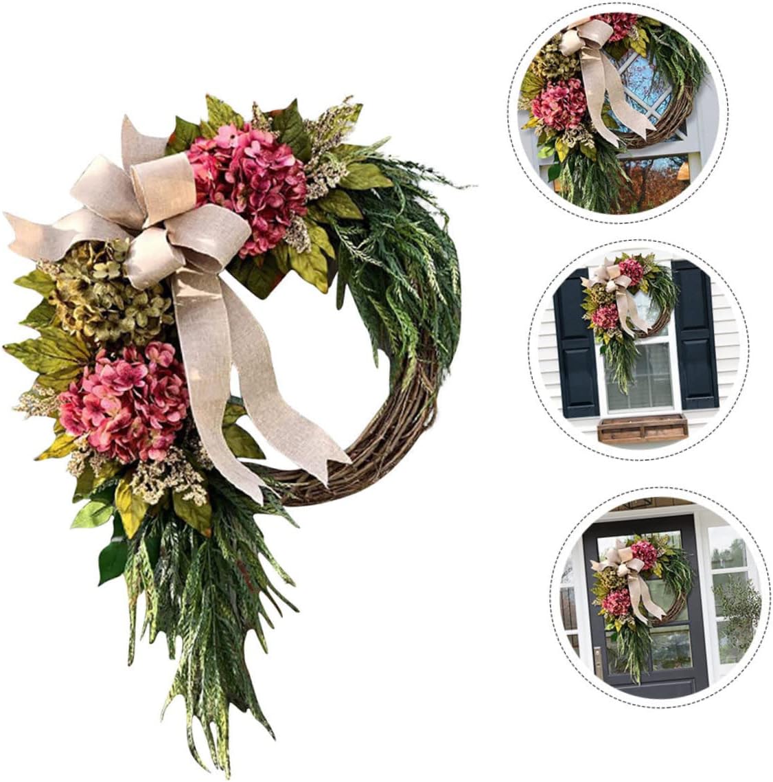Simulated Hydrangea Wreath Front Door Decor