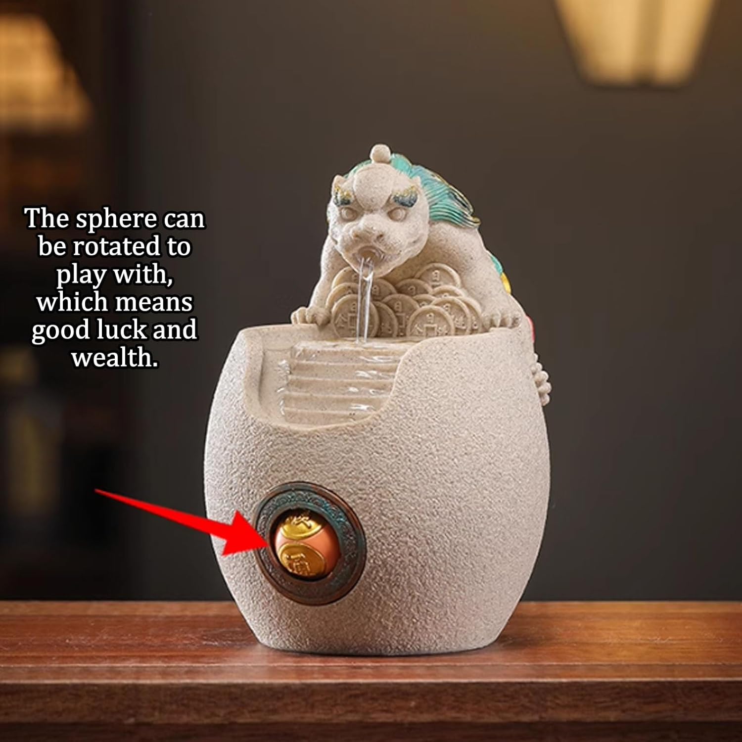 Ceramic Desktop Mini Waterfall Ornament Eco-Friendly Water Fountain for Home and Office