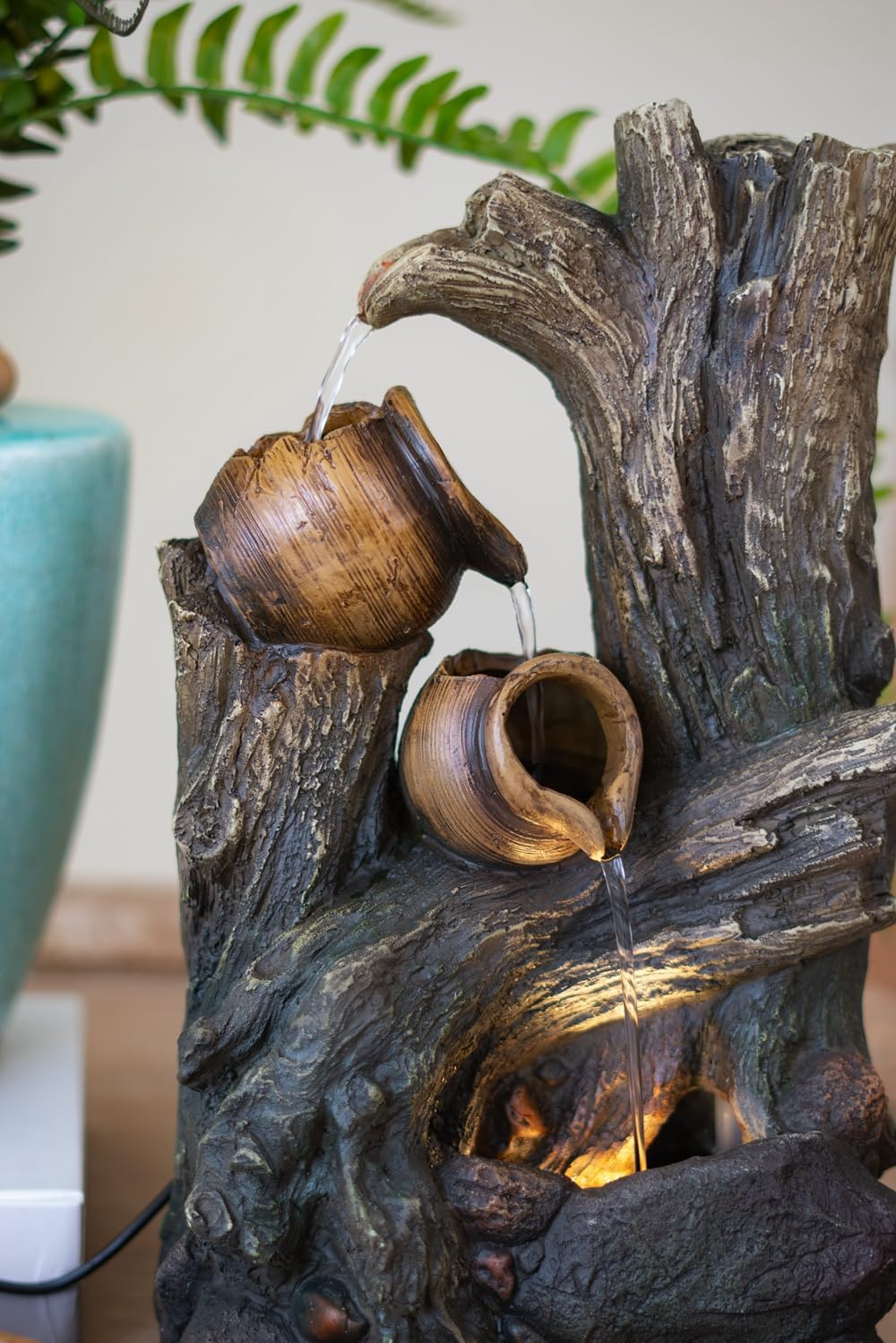 Rustic Broken Pot Water Fountain with LED Light