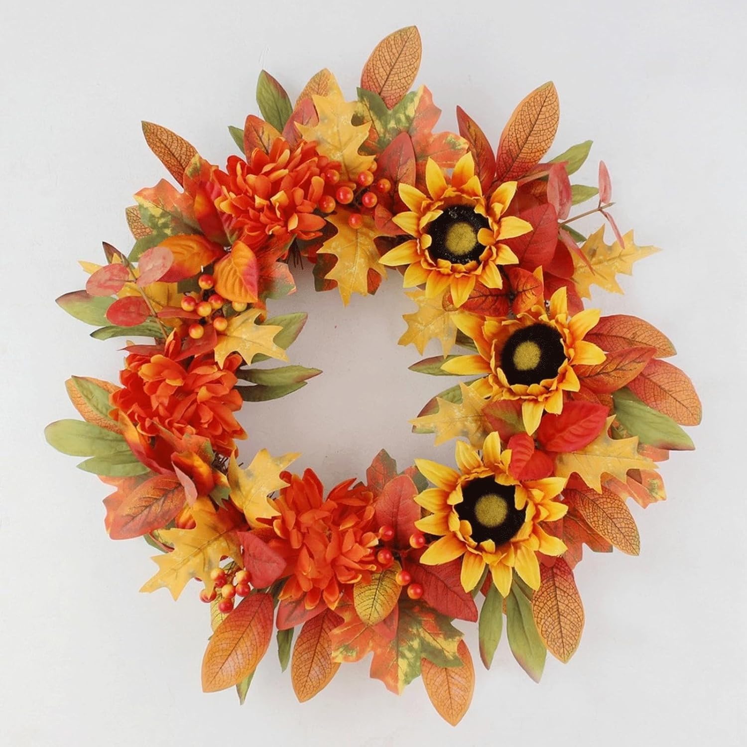 Orange Plastic Wreath 16x16 Inches Lightweight Home Decor