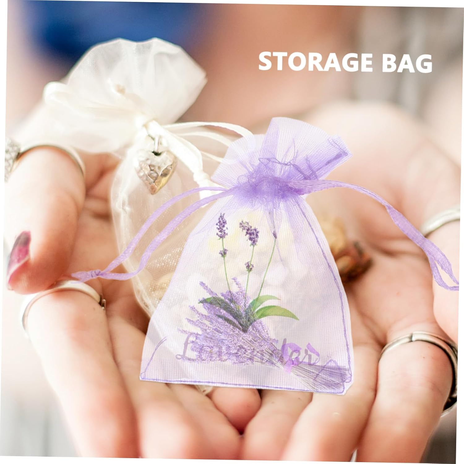 VICASKY 20Pcs Lavender Sachet Bags Breathable Mesh Drawstring Pouches for Organizing Herbs Clothes and Household Items