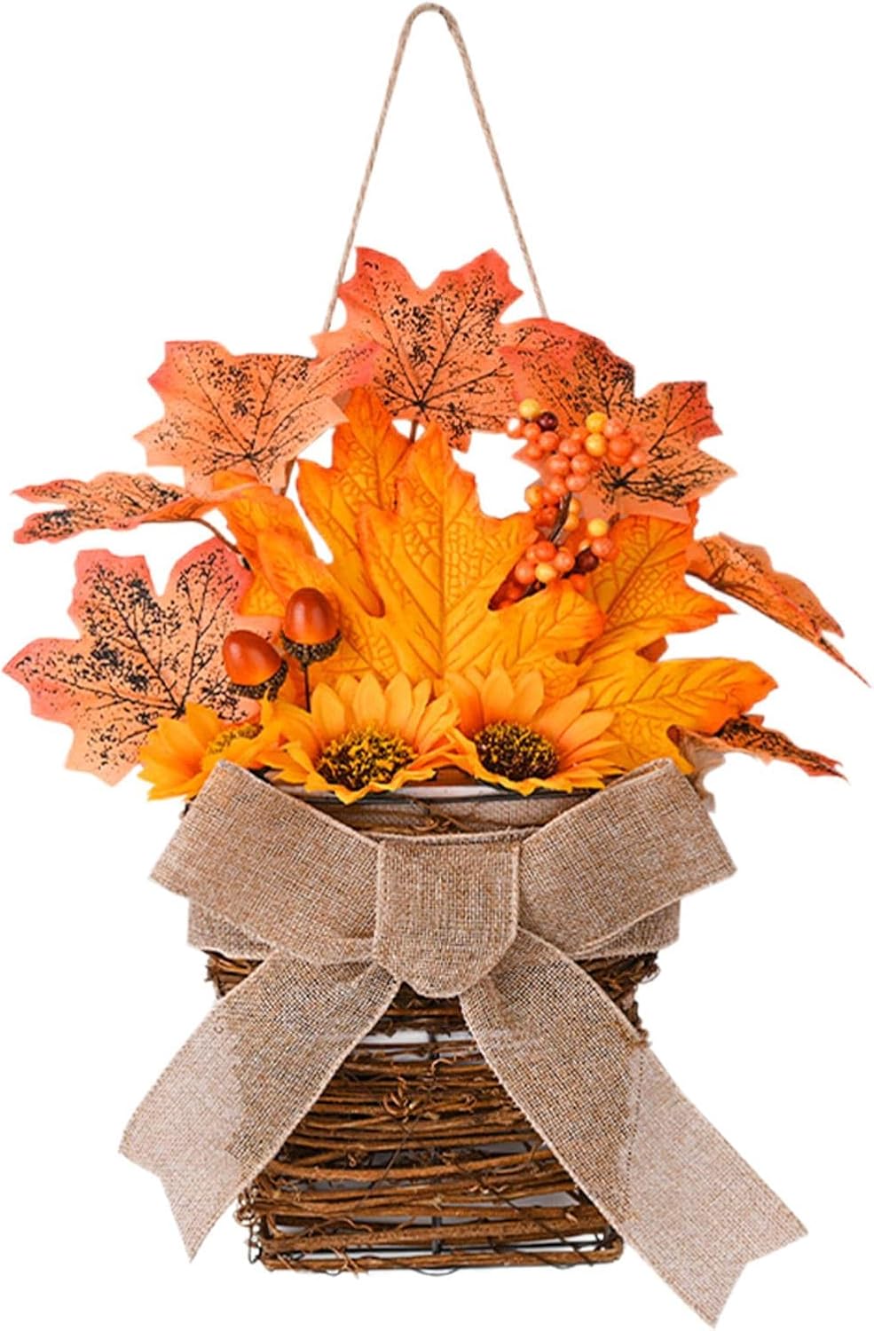 Faux Floral Wreath Basket for Front Door