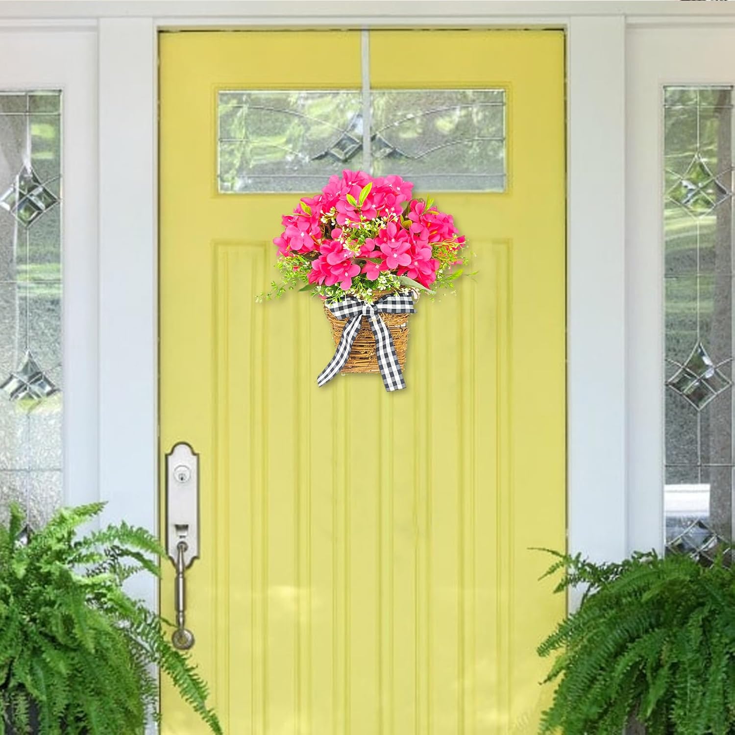 Artificial Geranium Door Wreath Basket Decor