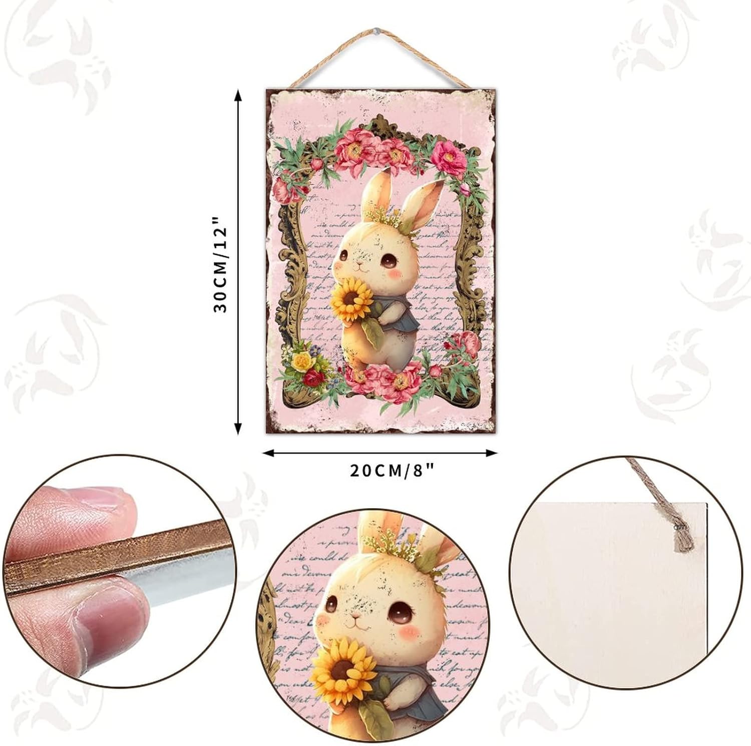 Easter Bunny Rabbit Welcome Sign for Front Door Decor