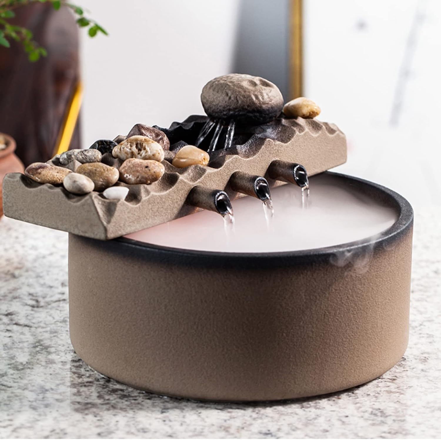 JJTOOLS Tabletop Fountain with Water Mist and Pump