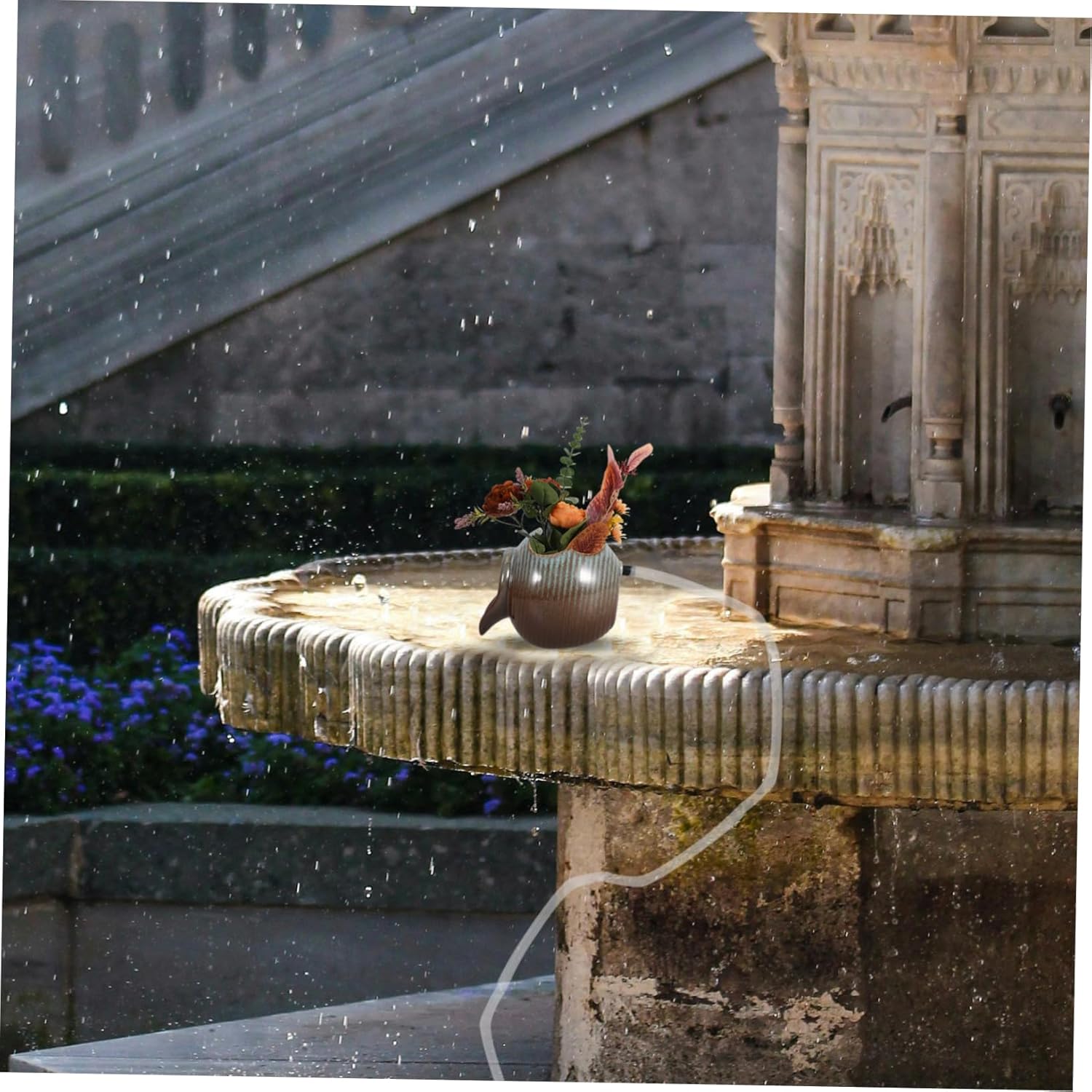Wakauto Ceramic Waterfall Jar Tabletop Fountain