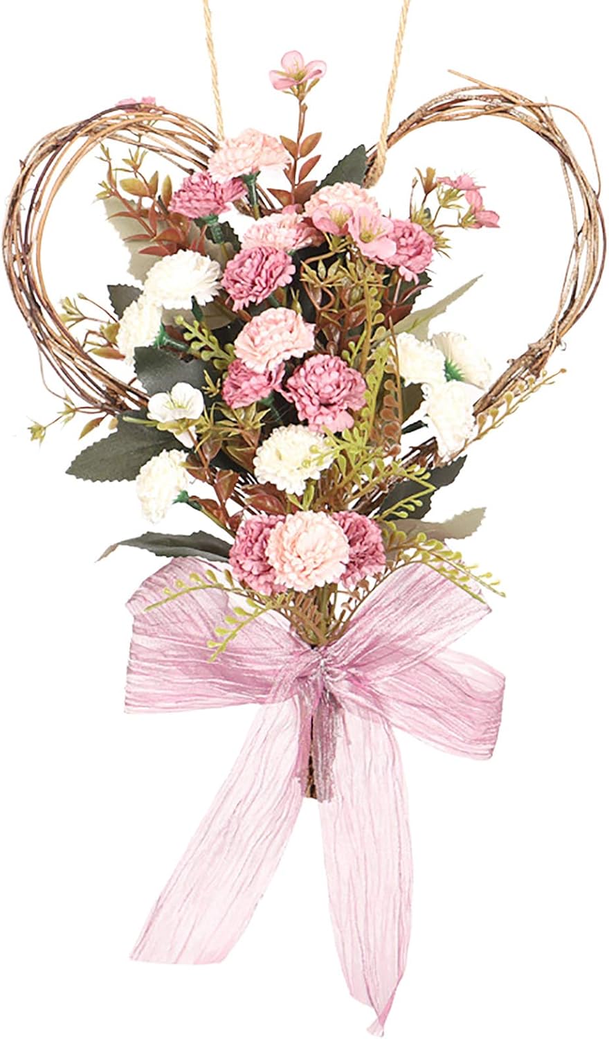 Artificial Carnations Wreath 14 Inch Front Door Decor