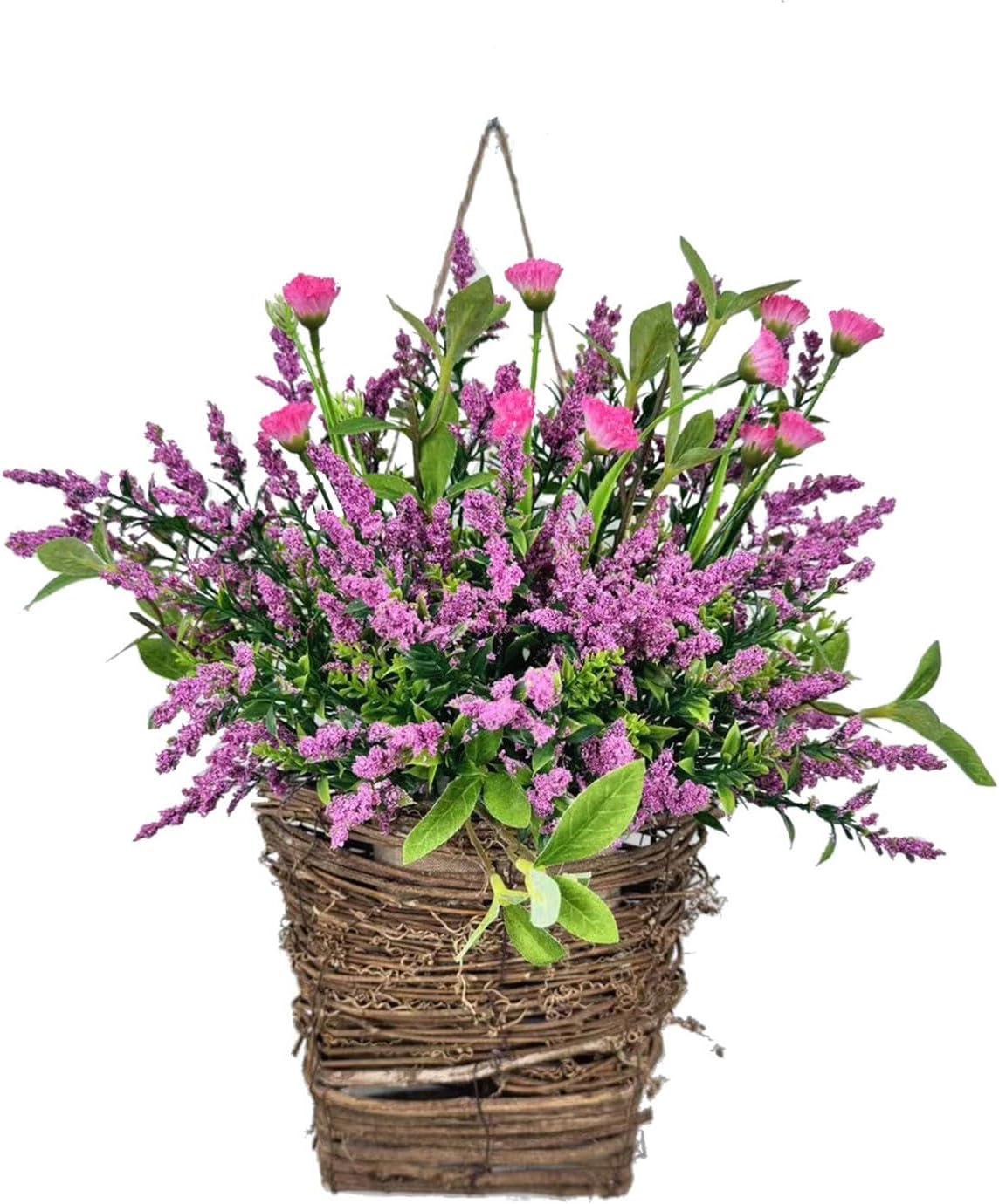 Pink Berry Wildflower Basket Wreath Door Decor