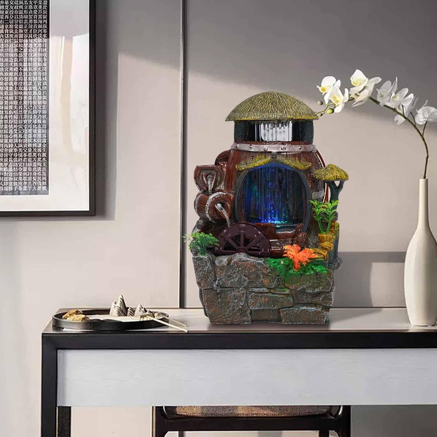 Tabletop Water Garden Zen Fountain with LED Light