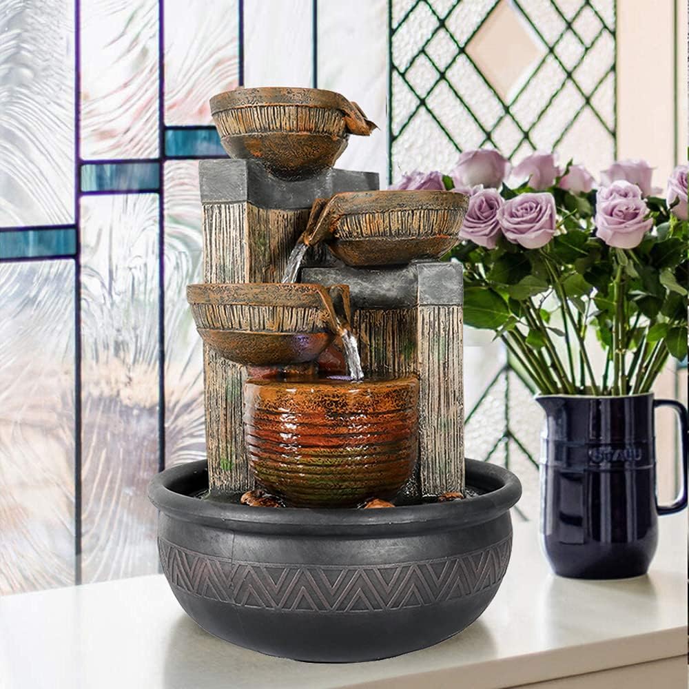 Relaxation Tabletop Fountain with LED Lights - Brown 157 Inch