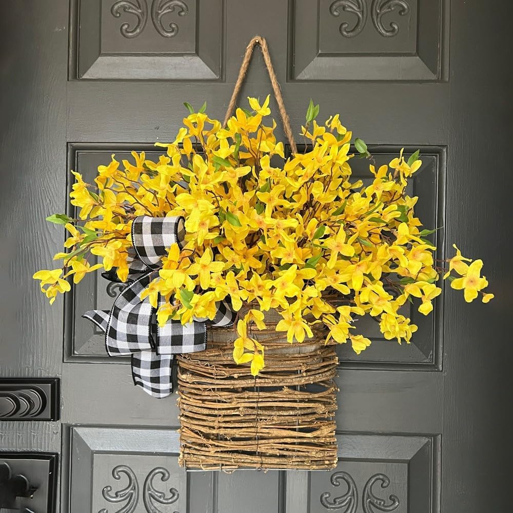 Cream Hydrangea Hanger Basket Wreath for Home Decor