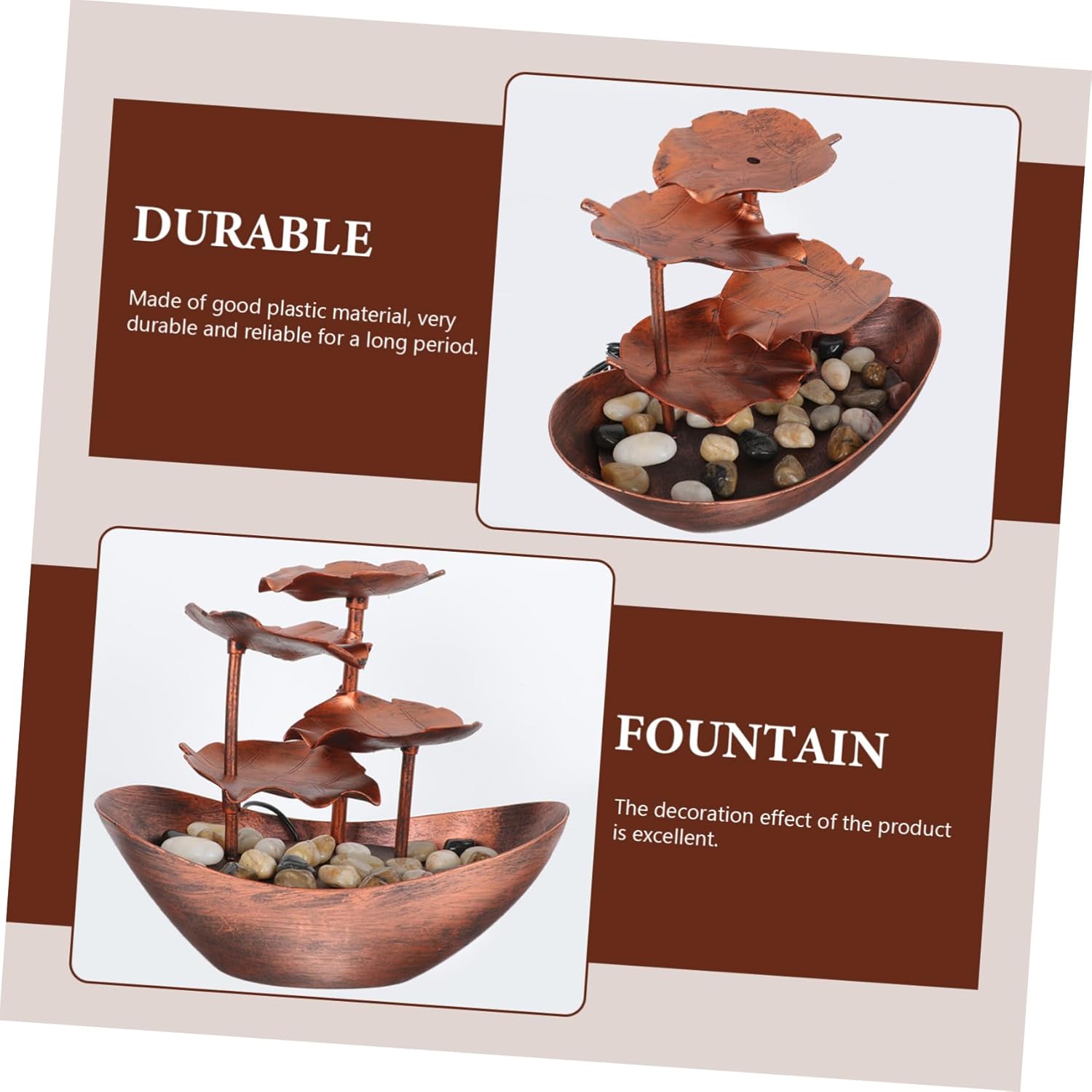 LIFKOME Tabletop Waterfall Fountain with LED Night Light