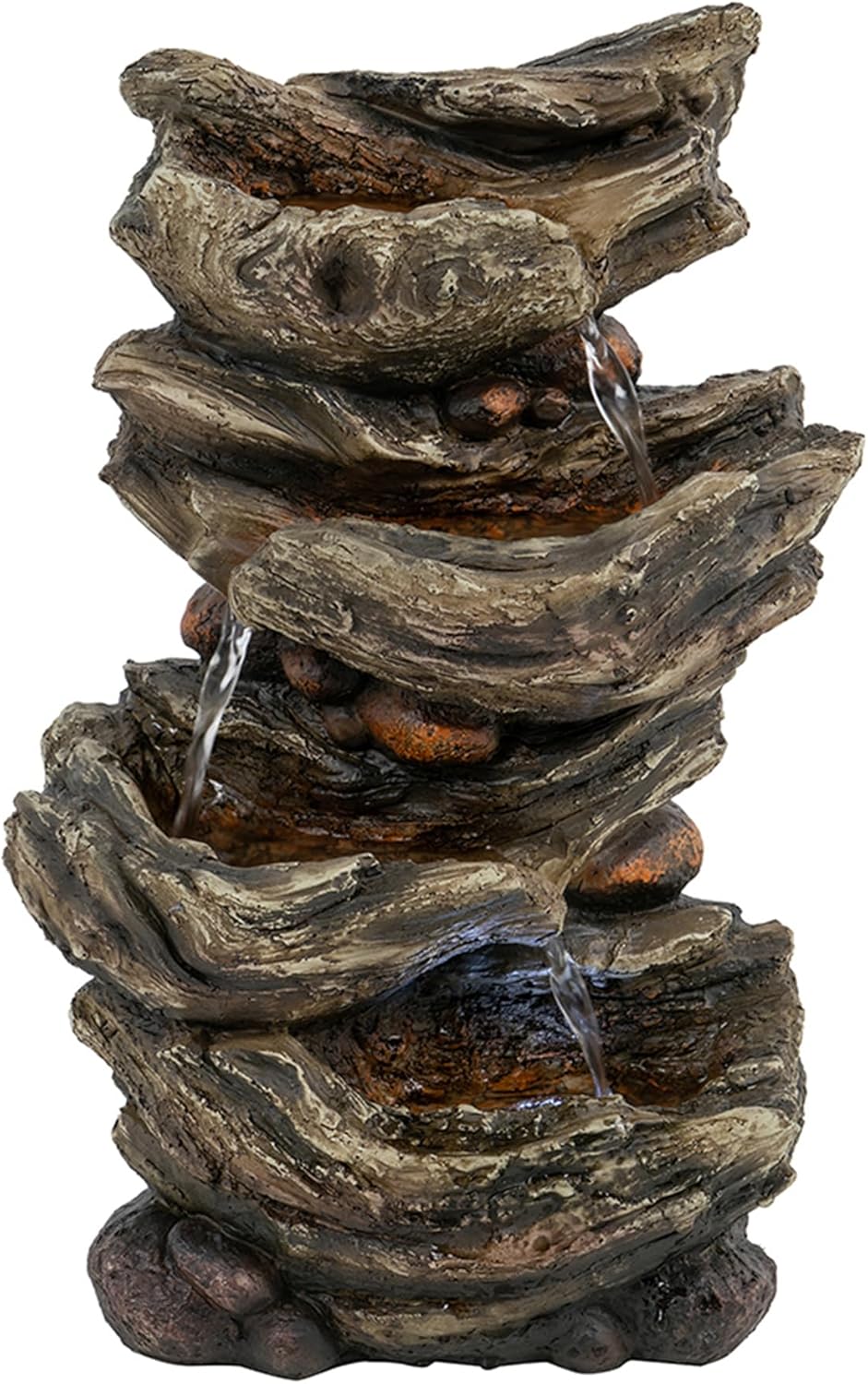 ESPIDOO 4-Tier Wood-Look Water Fountain with LED Light