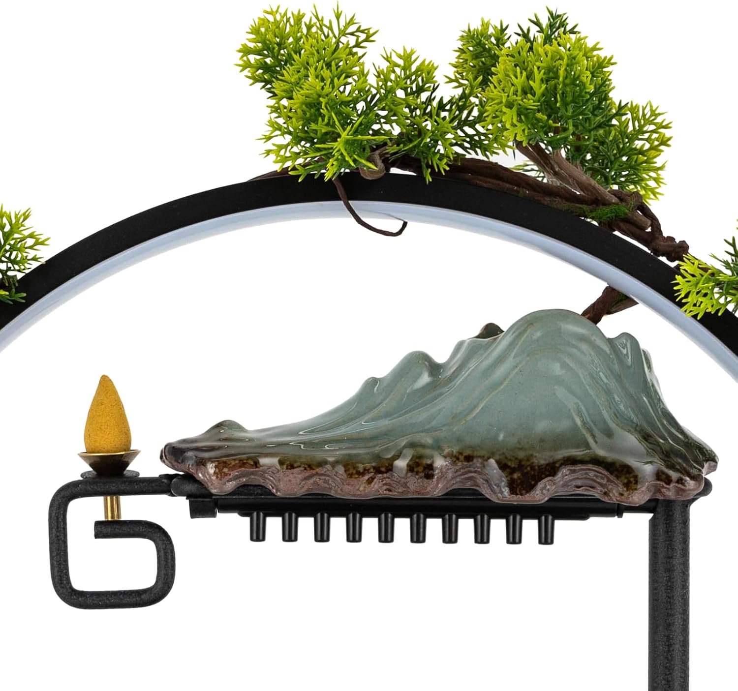 Indoor Tabletop Fountain with People Statue and LED Light