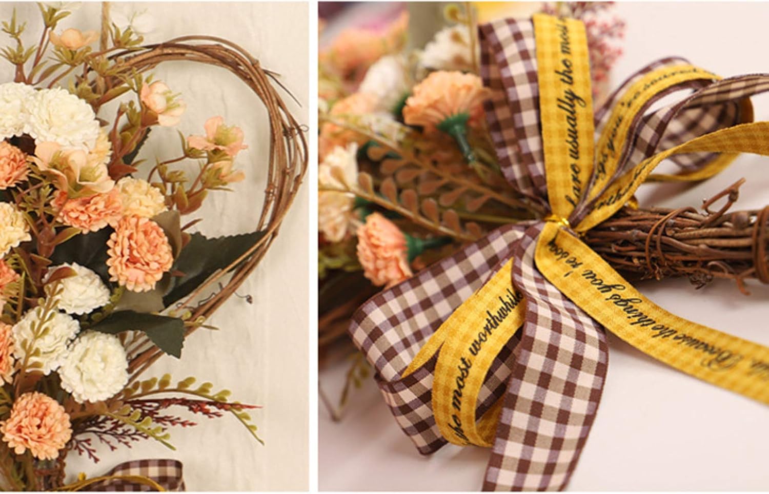 Artificial Carnations Wreath 14 Inch Front Door Decor