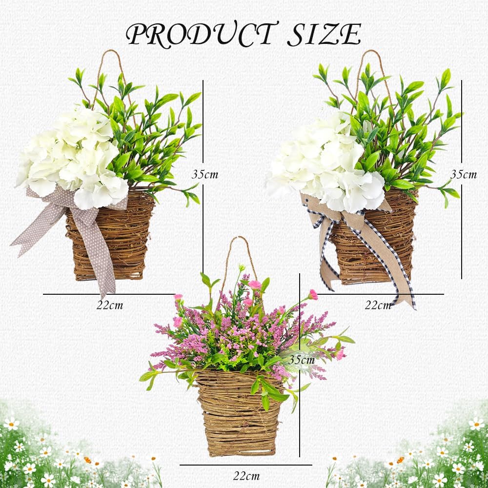 Cream Hydrangea Door Wreath Basket Hanger Decor