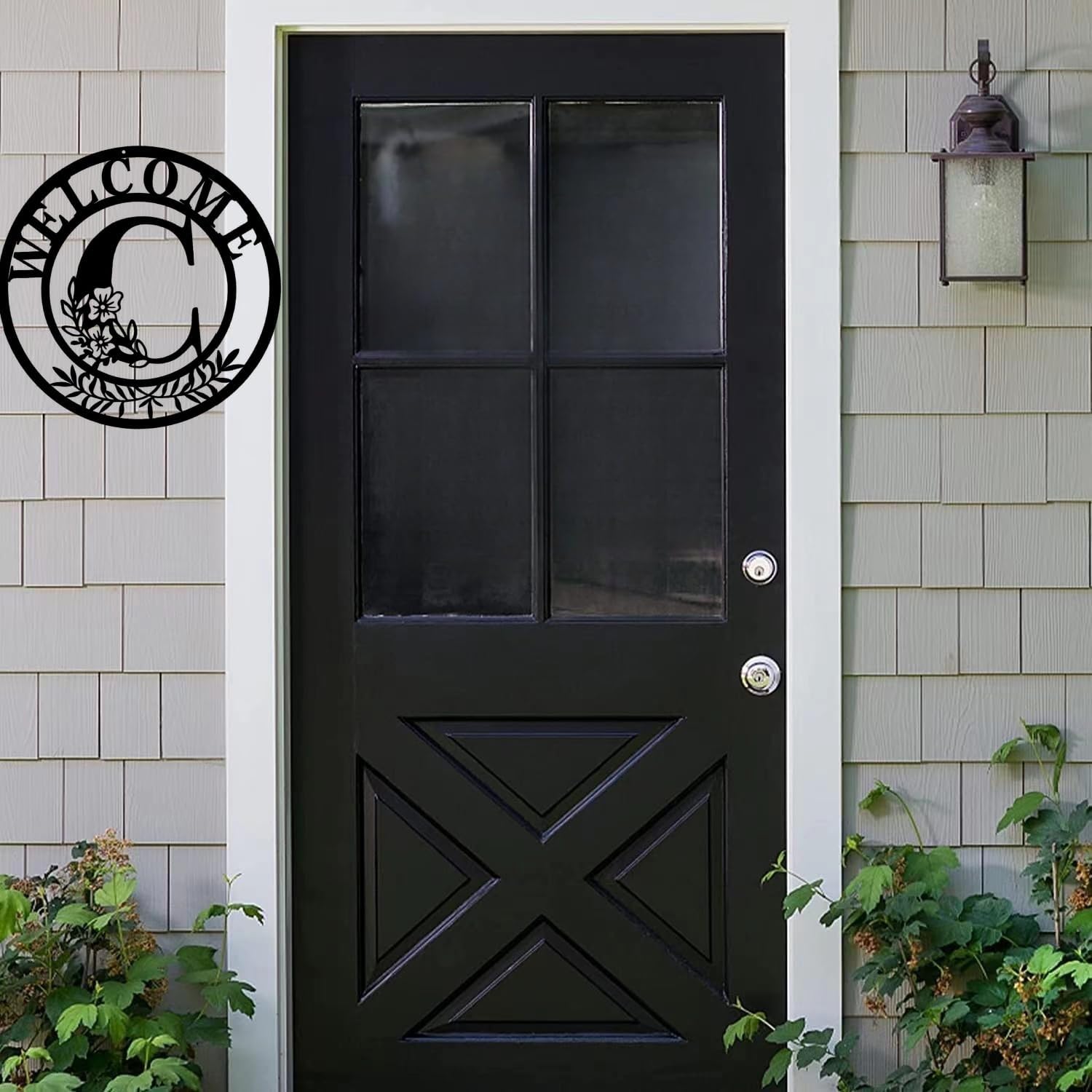 Custom Monogram Welcome Wreath 12 Inch Metal Sign for Front Door