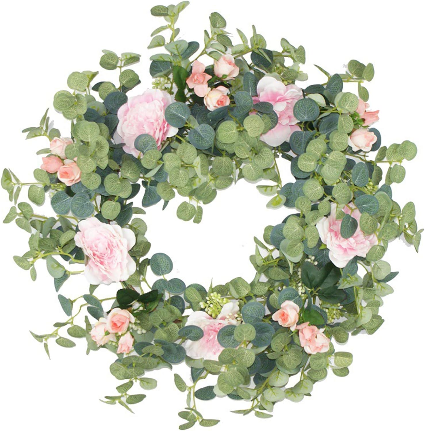 Artificial Rose and Eucalyptus Wreath Welcome Sign