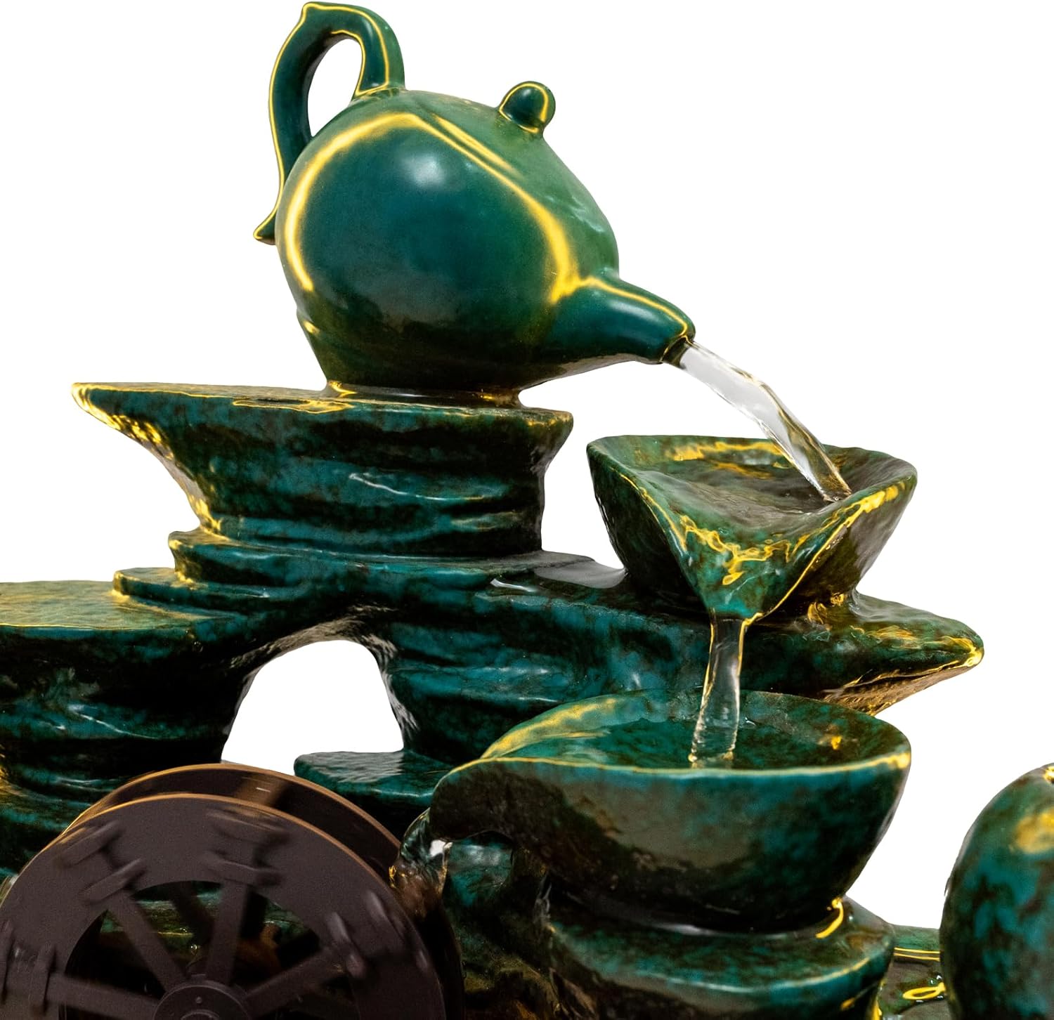 Tabletop Buddha Water Fountain with LED Light for Good Luck Wealth Decor