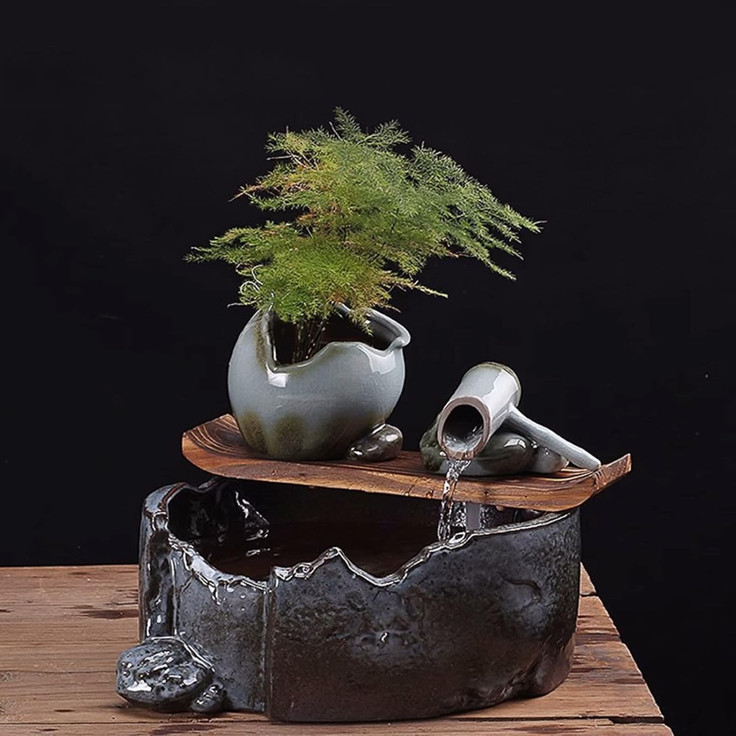 Ceramic Tabletop Water Fountain for Relaxation and Feng Shui