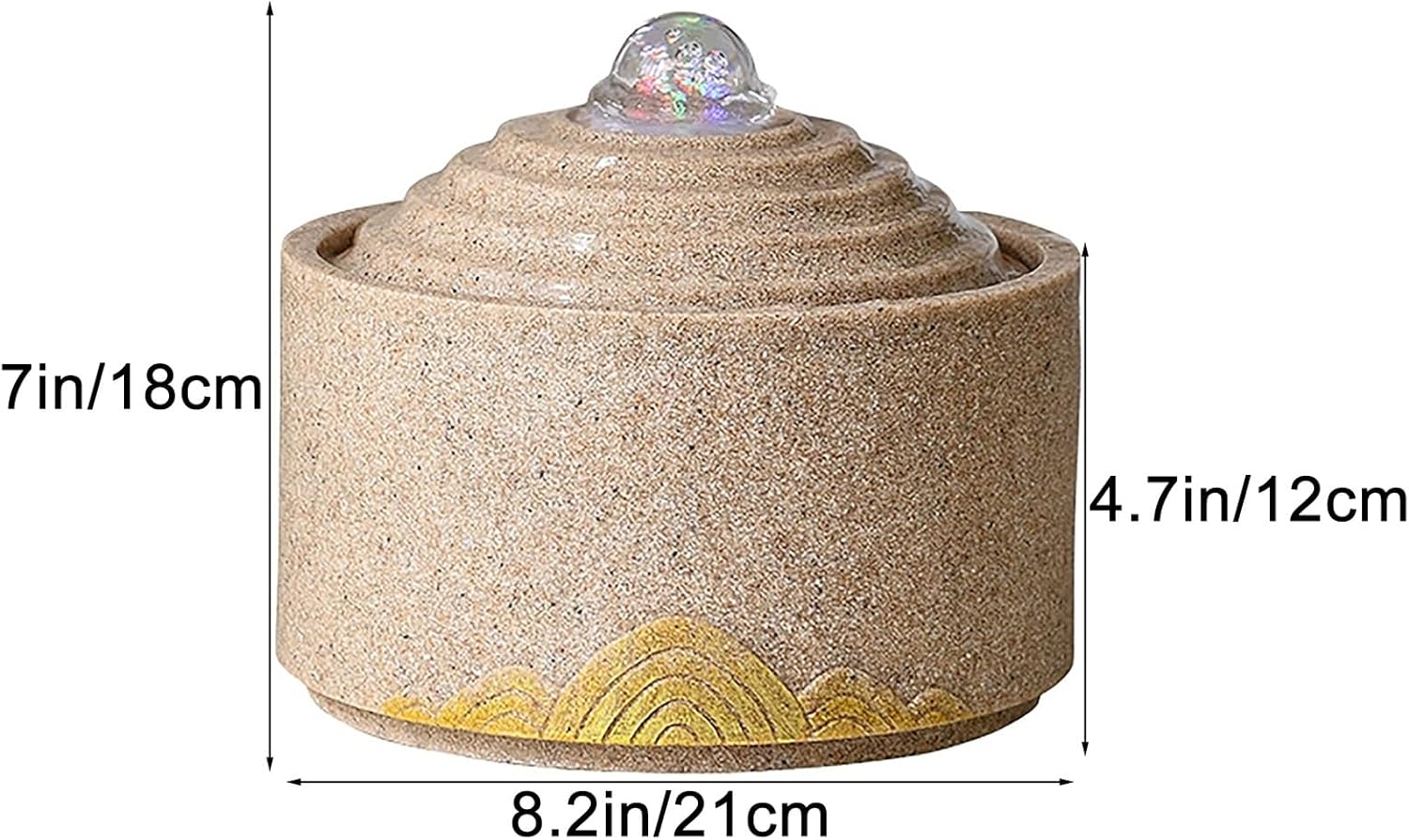 Yellow Sandstone Tabletop Fountain for Home Office Decor
