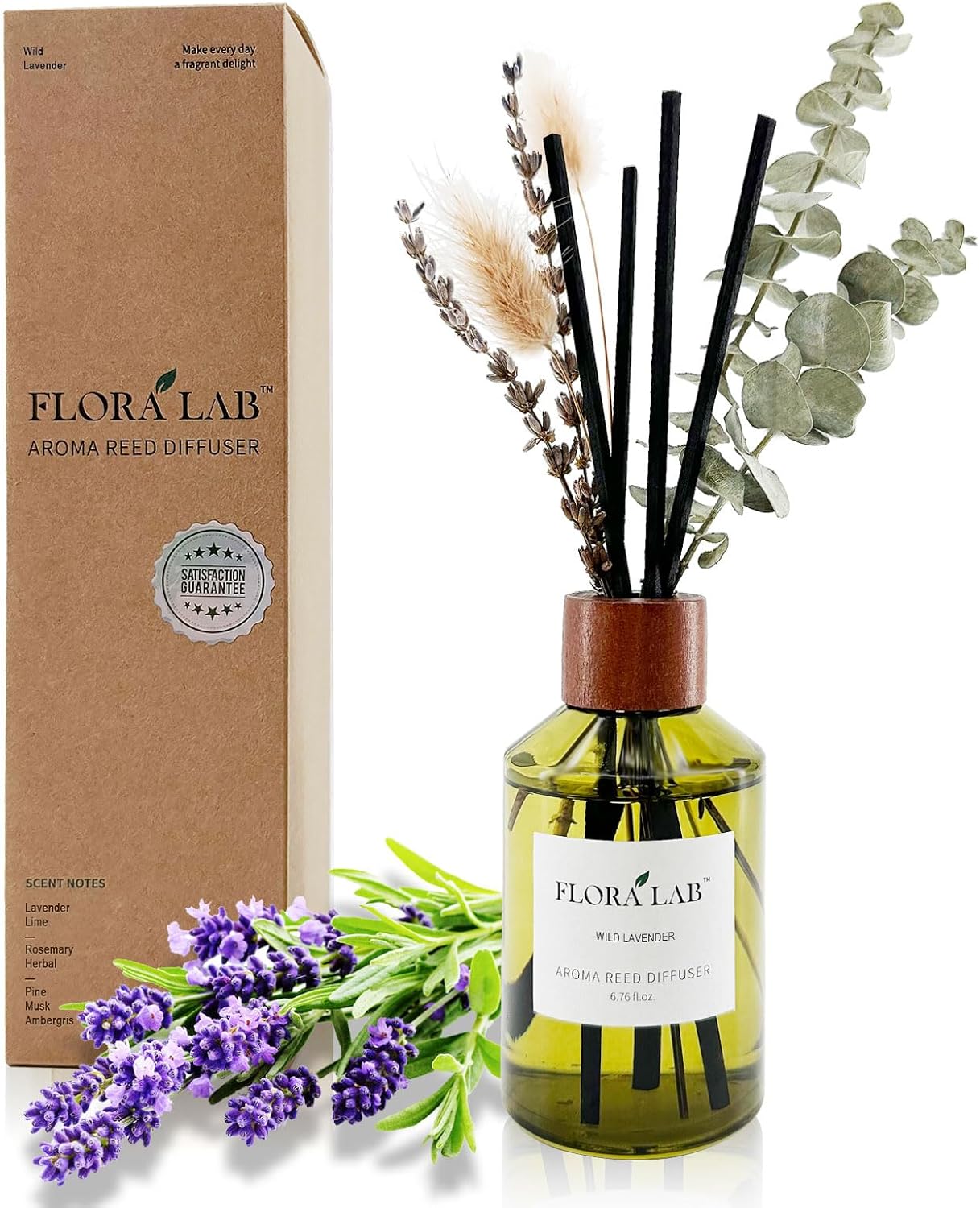 Flora Lab Reed Diffuser Set with Real Dried Flowers and Rattan Sticks