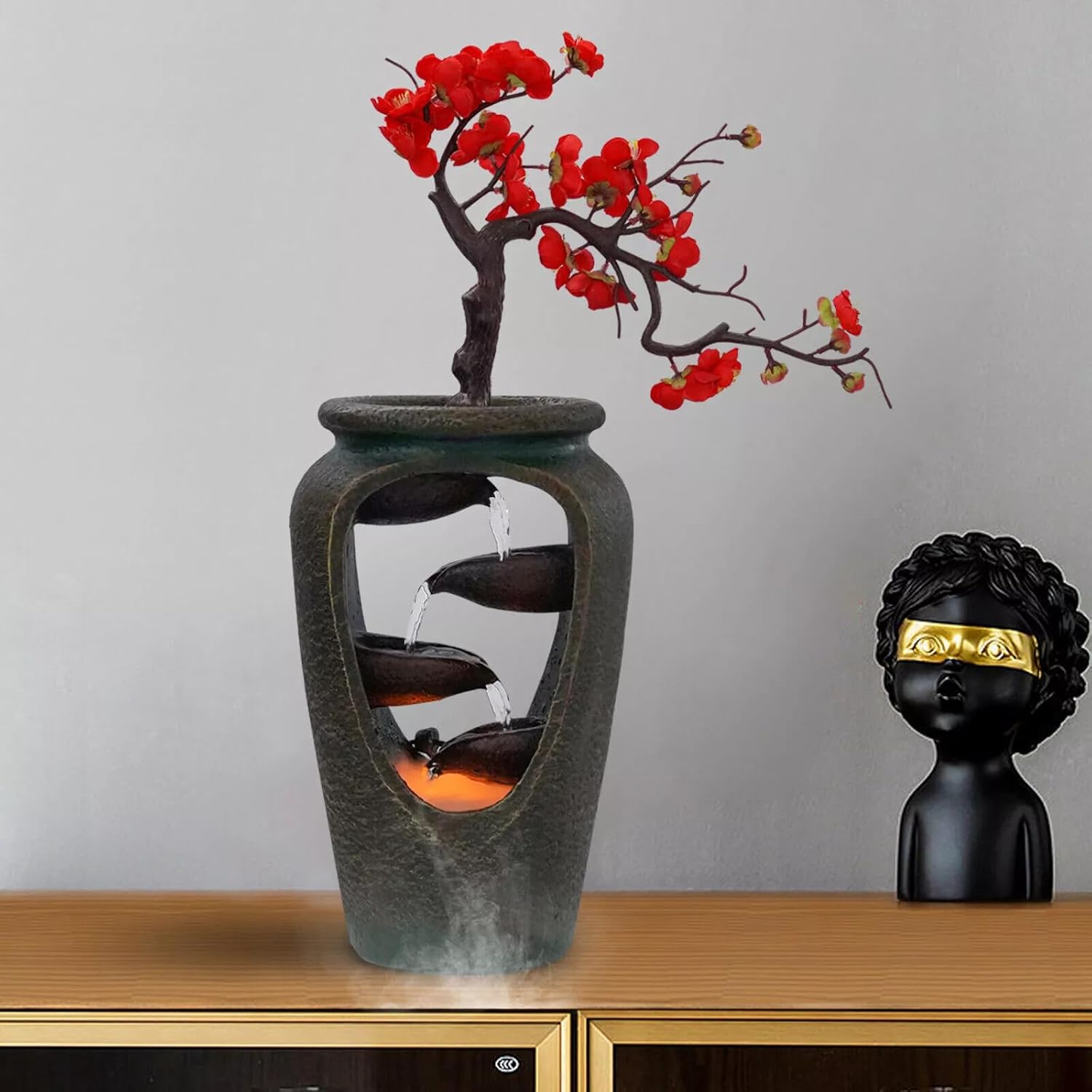 Tabletop Fountain with Atomizer for Home Office Relaxation