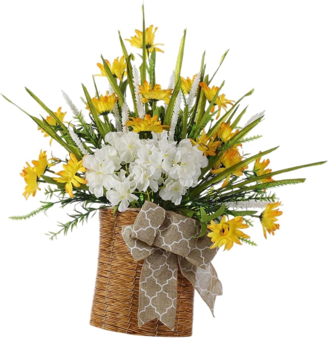 Fancyes Door Wreath Garland Welcome Sign Artificial Flowers for Front Door Home Decor