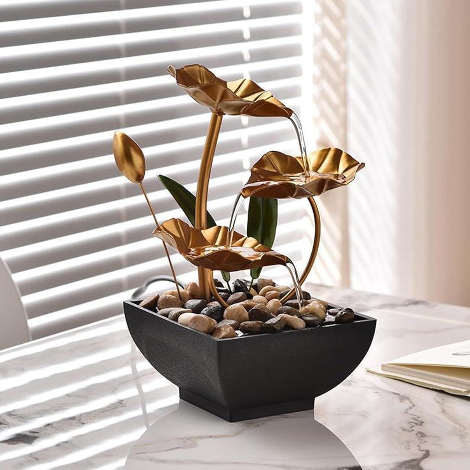Rwoora Tabletop Ball Fountain Resin Indoor Waterfall