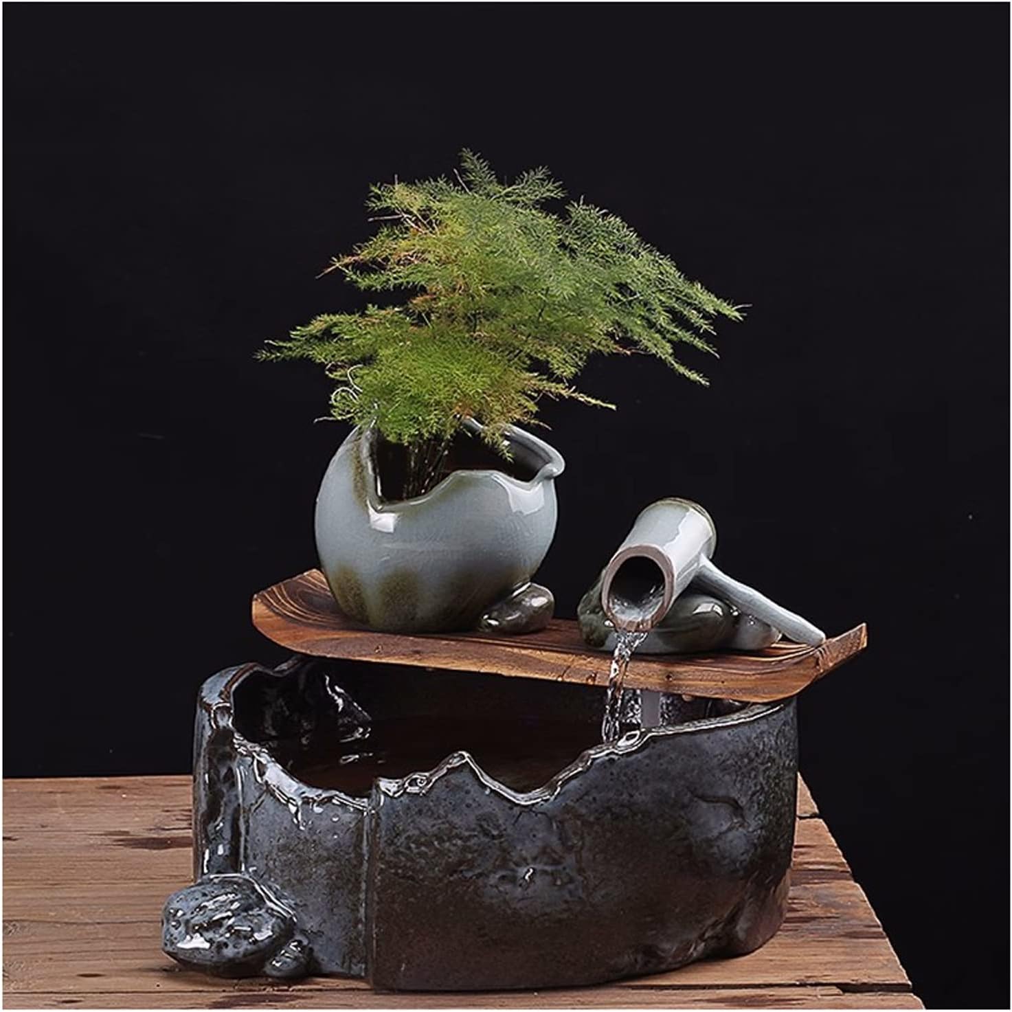 Ceramic Tabletop Water Fountain for Relaxation and Feng Shui