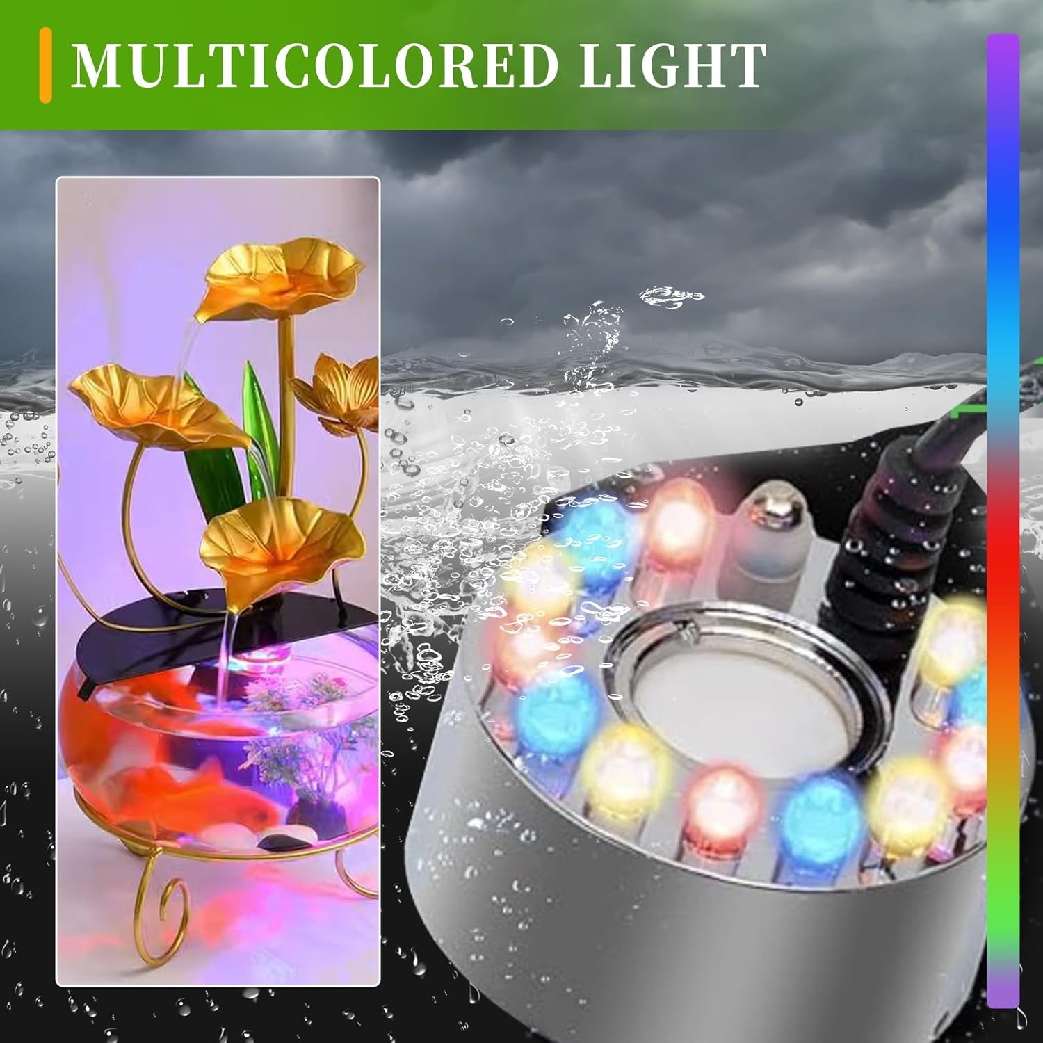 Indoor Water Fountain with Fish Tank and Crystals