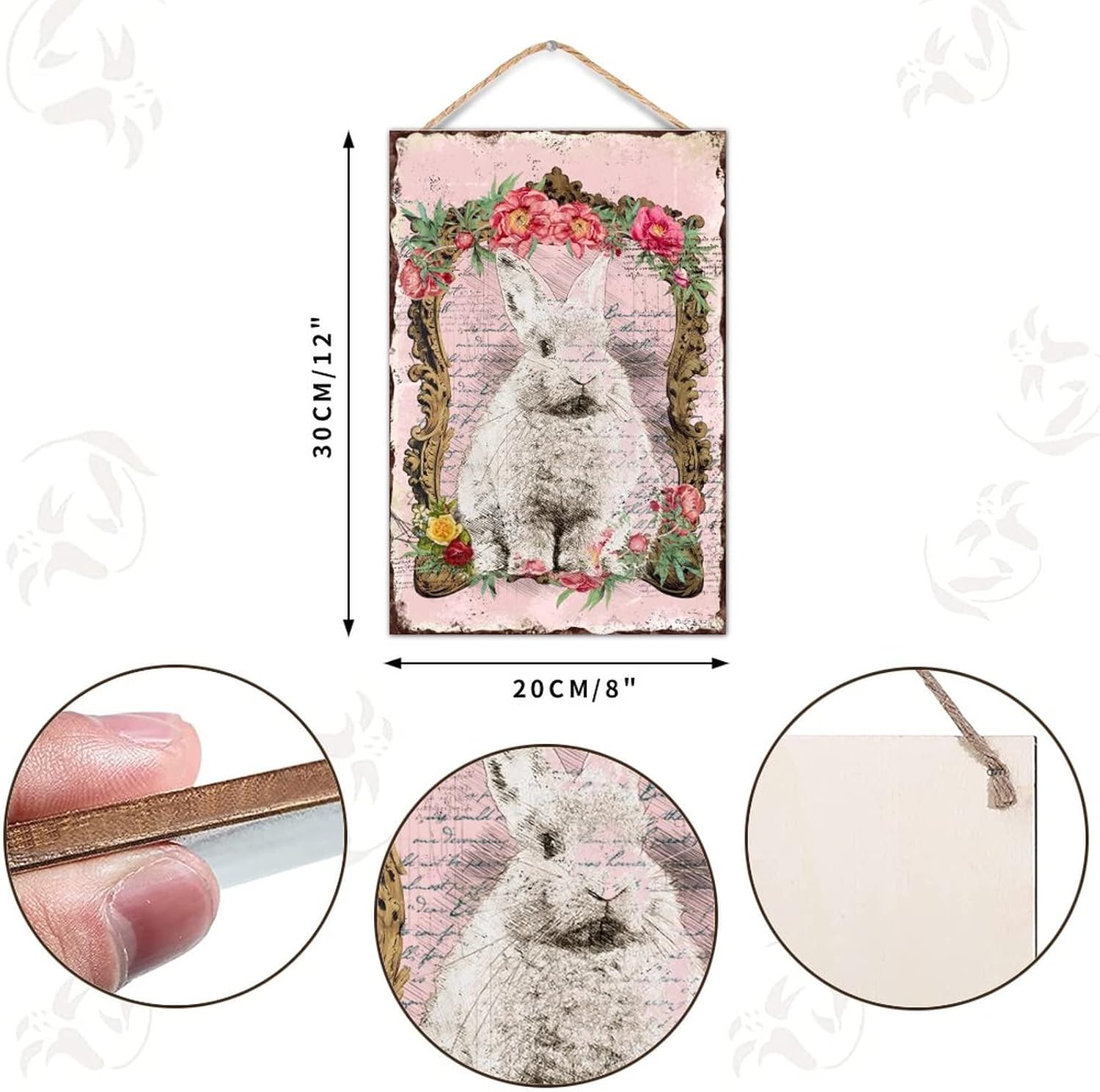 Welcome Easter Bunny Rabbit Door Sign Spring Wooden Wreath Outdoor Decor