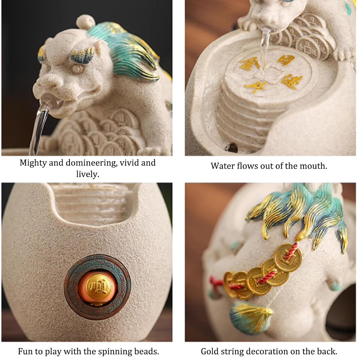 Ceramic Desktop Mini Waterfall Ornament Eco-Friendly Water Fountain for Home and Office