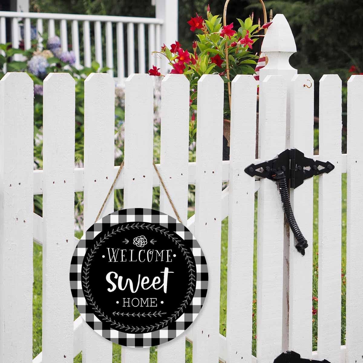 Welcome Wreath for Front Door Porch 12in Round Wall Decor